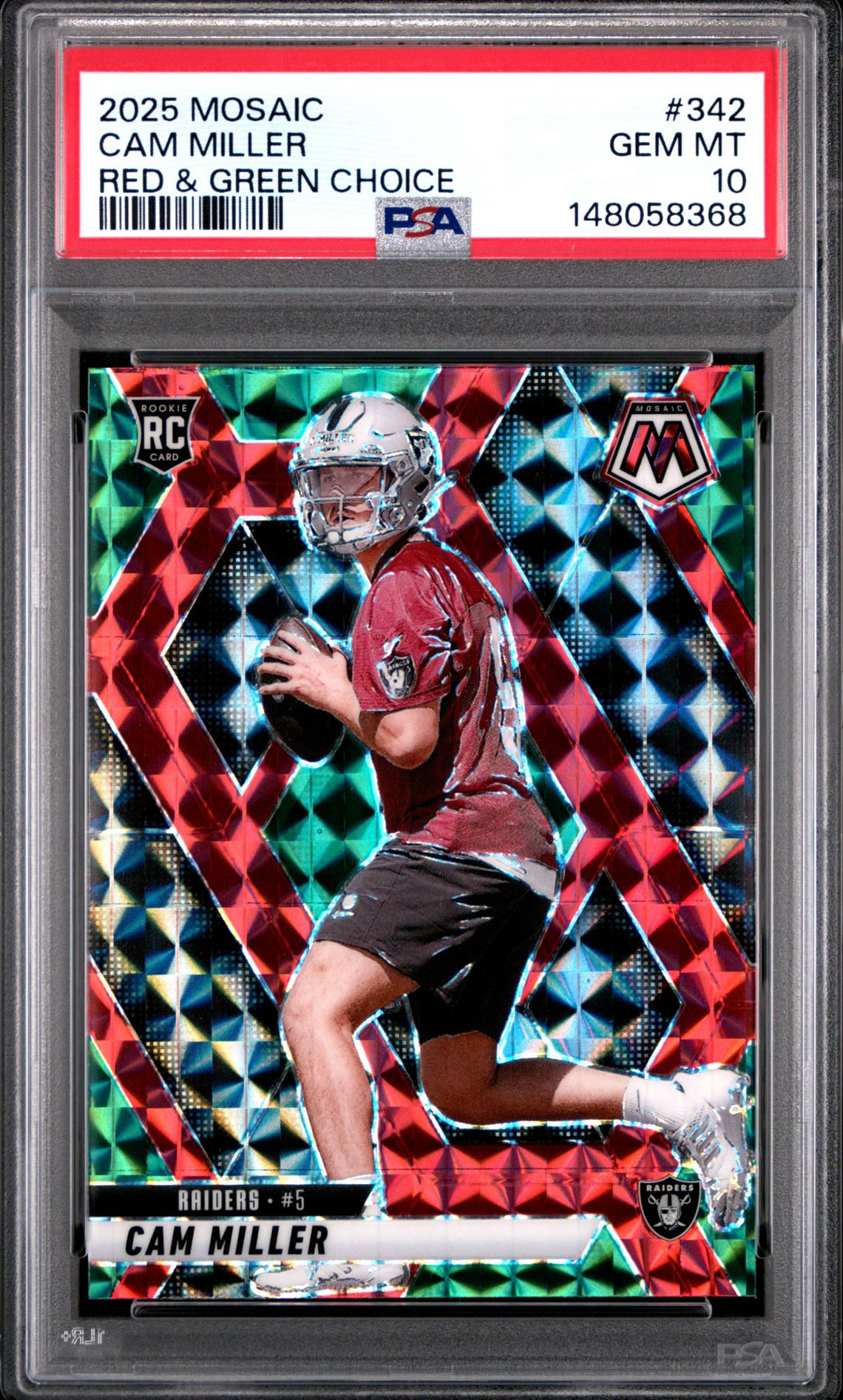 2025 Panini Mosaic Cam Miller #342 (Red & Green Choice) Gem Mt 10 front