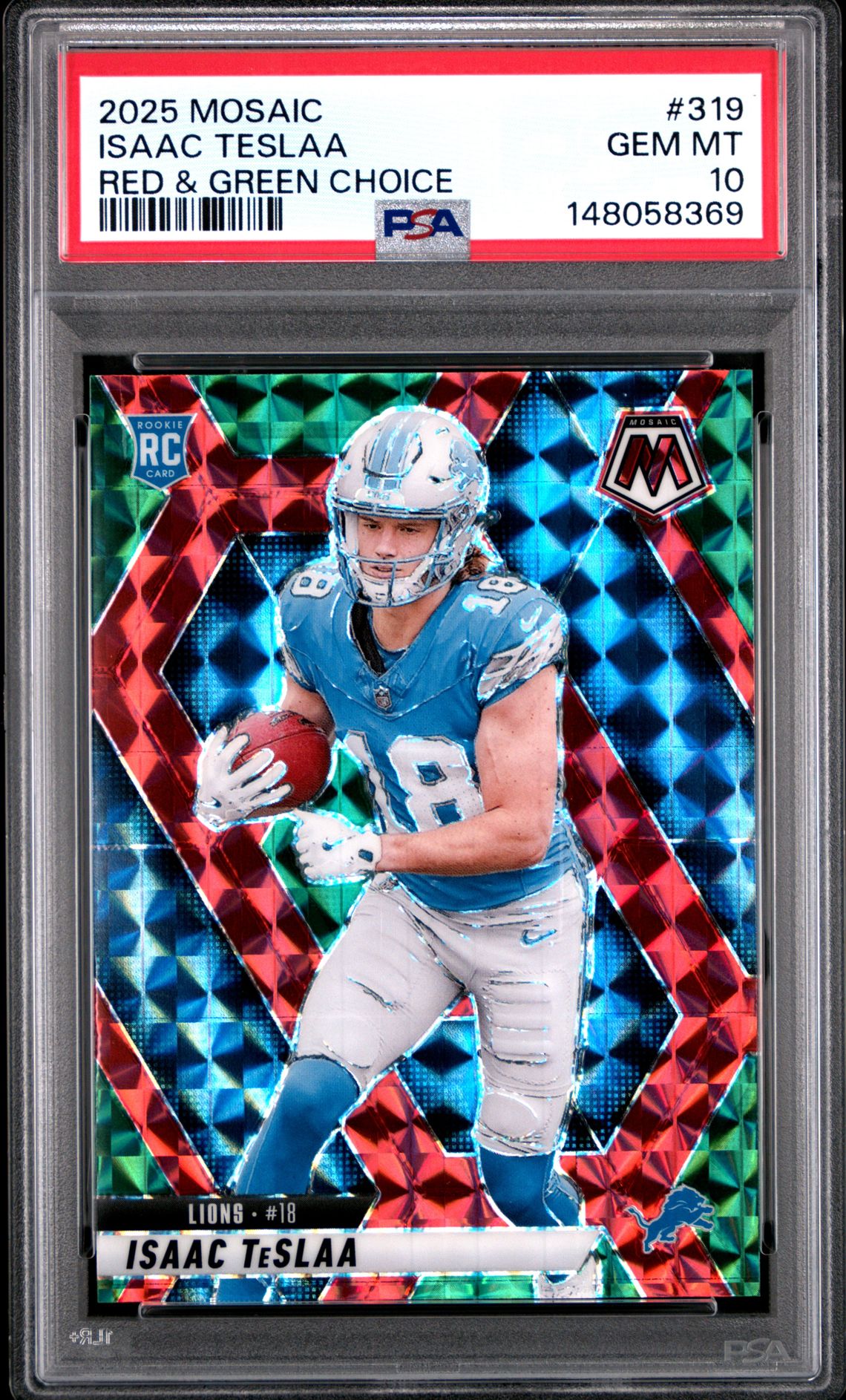 2025 Panini Mosaic Isaac Teslaa #319 (Red & Green Choice) Gem Mt 10 front