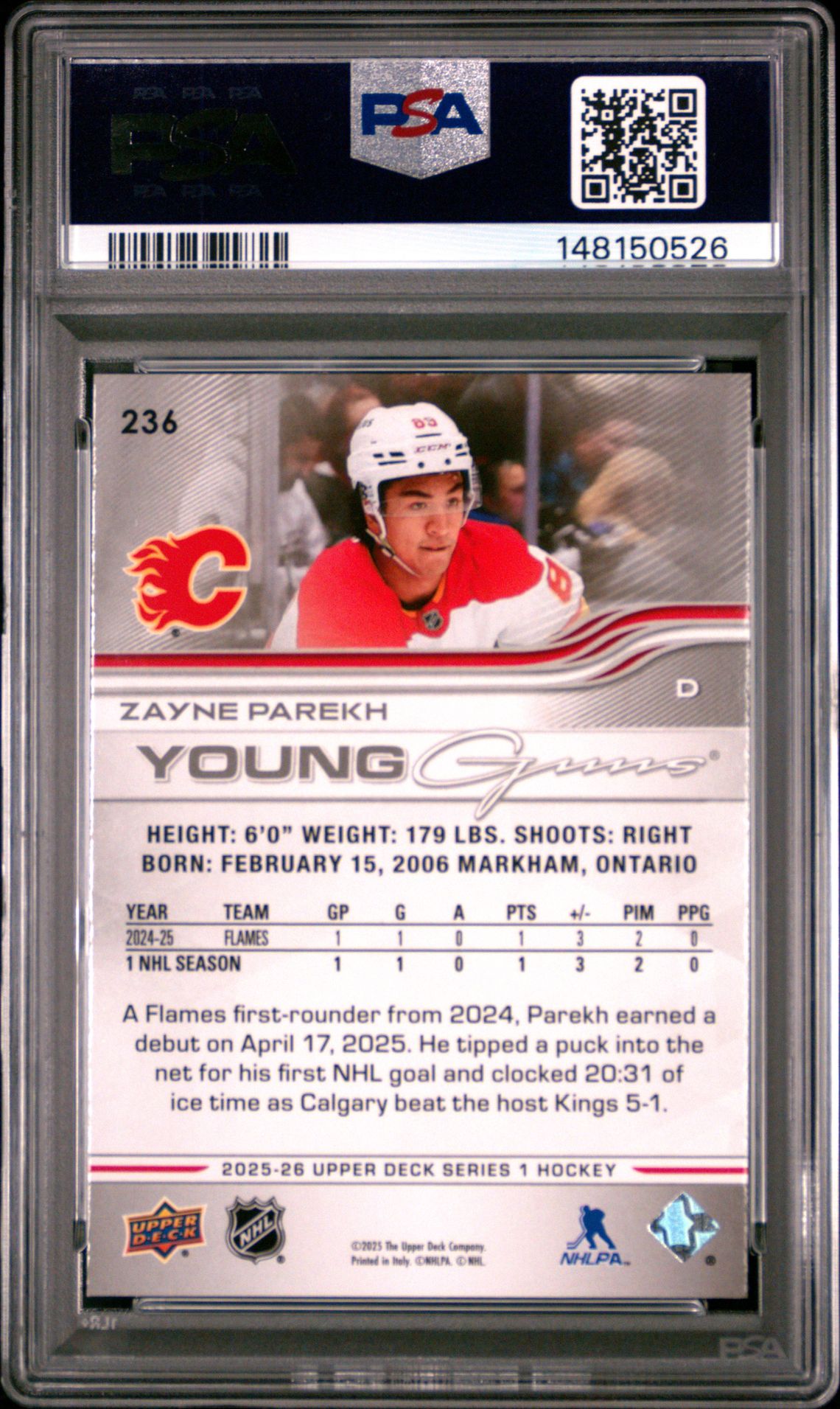 2025 Upper Deck Zayne Parekh #236 Mint 9 back