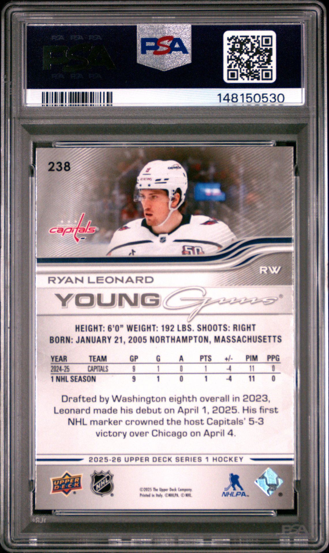 2025 Upper Deck Ryan Leonard #238 Nm-Mt 8 back