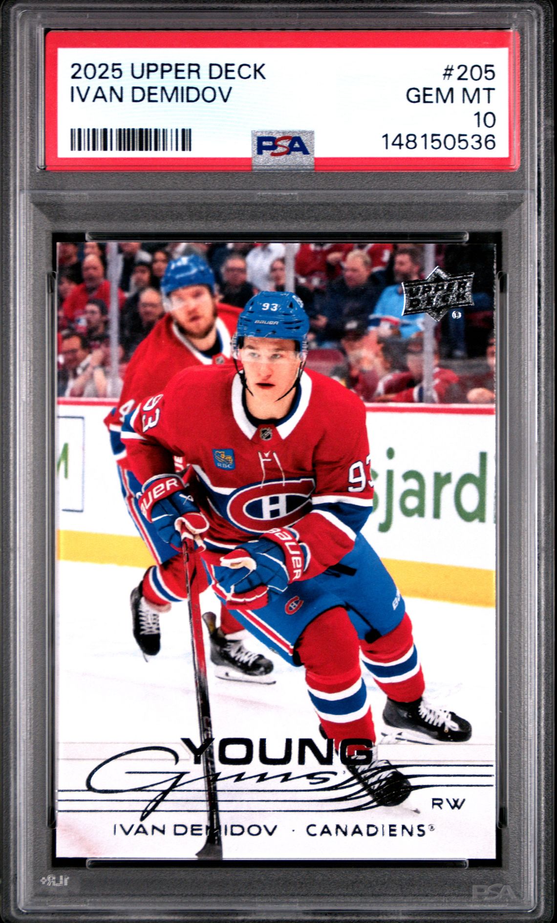 2025 Upper Deck Ivan Demidov #205 Gem Mt 10 front view - PSA graded GEM MT 10