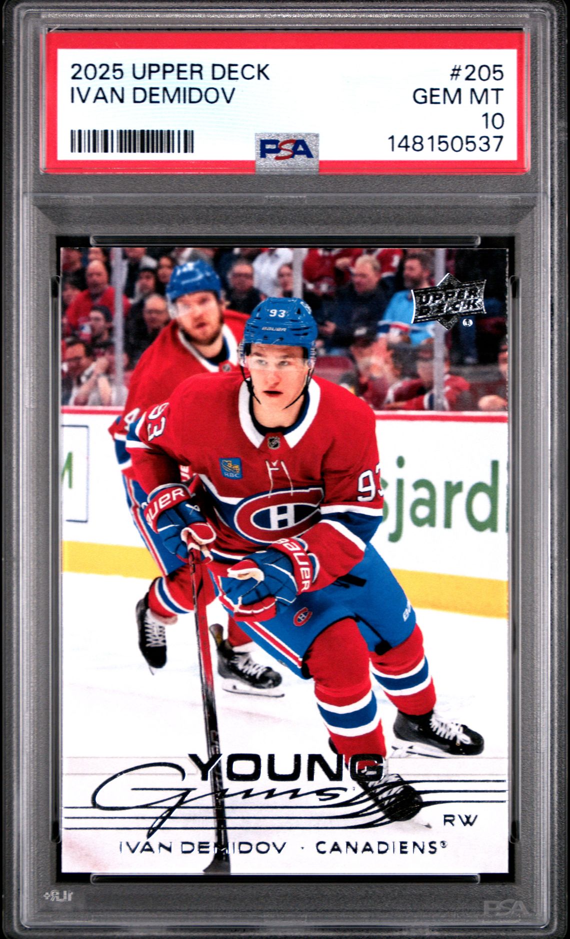 2025 Upper Deck Ivan Demidov #205 Gem Mt 10 front view - PSA graded GEM MT 10