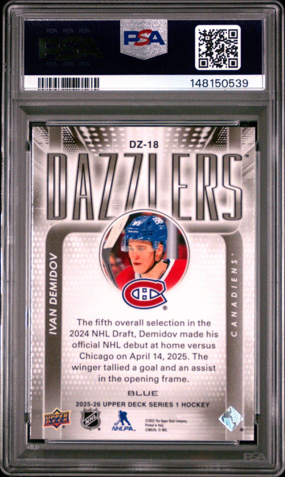 2025 Upper Deck Dazzlers Ivan Demidov #Dz-18 (Dazzlers-Blue) Mint 9 back