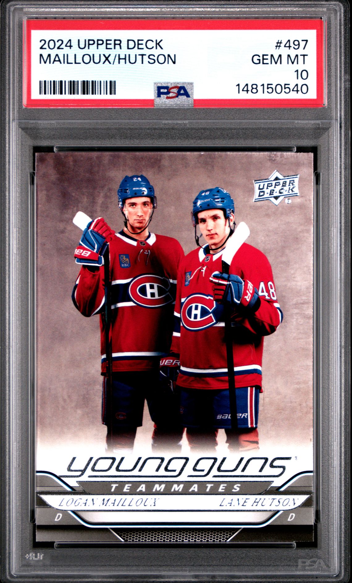 2024 Upper Deck Mailloux/Hutson #497 Gem Mt 10 front