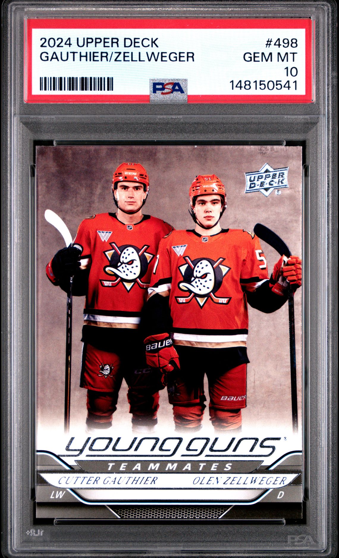 2024 Upper Deck Gauthier/Zellweger #498 Gem Mt 10 front view - PSA graded GEM MT 10