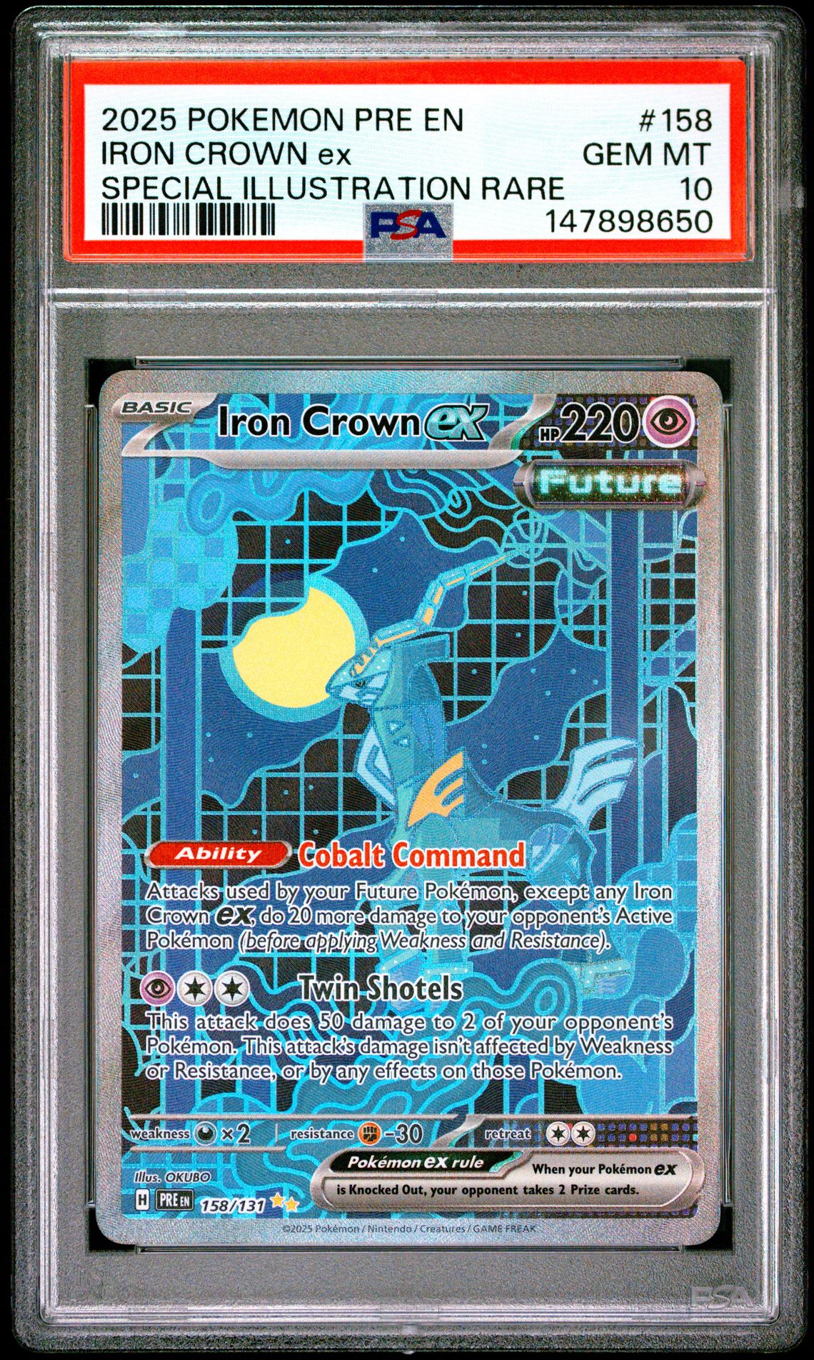 2025 Pokemon POKEMON PRE EN-PRISMATIC EVOLUTIONS SPECIAL ILLUSTRATION RARE #158 Iron Crown Ex front