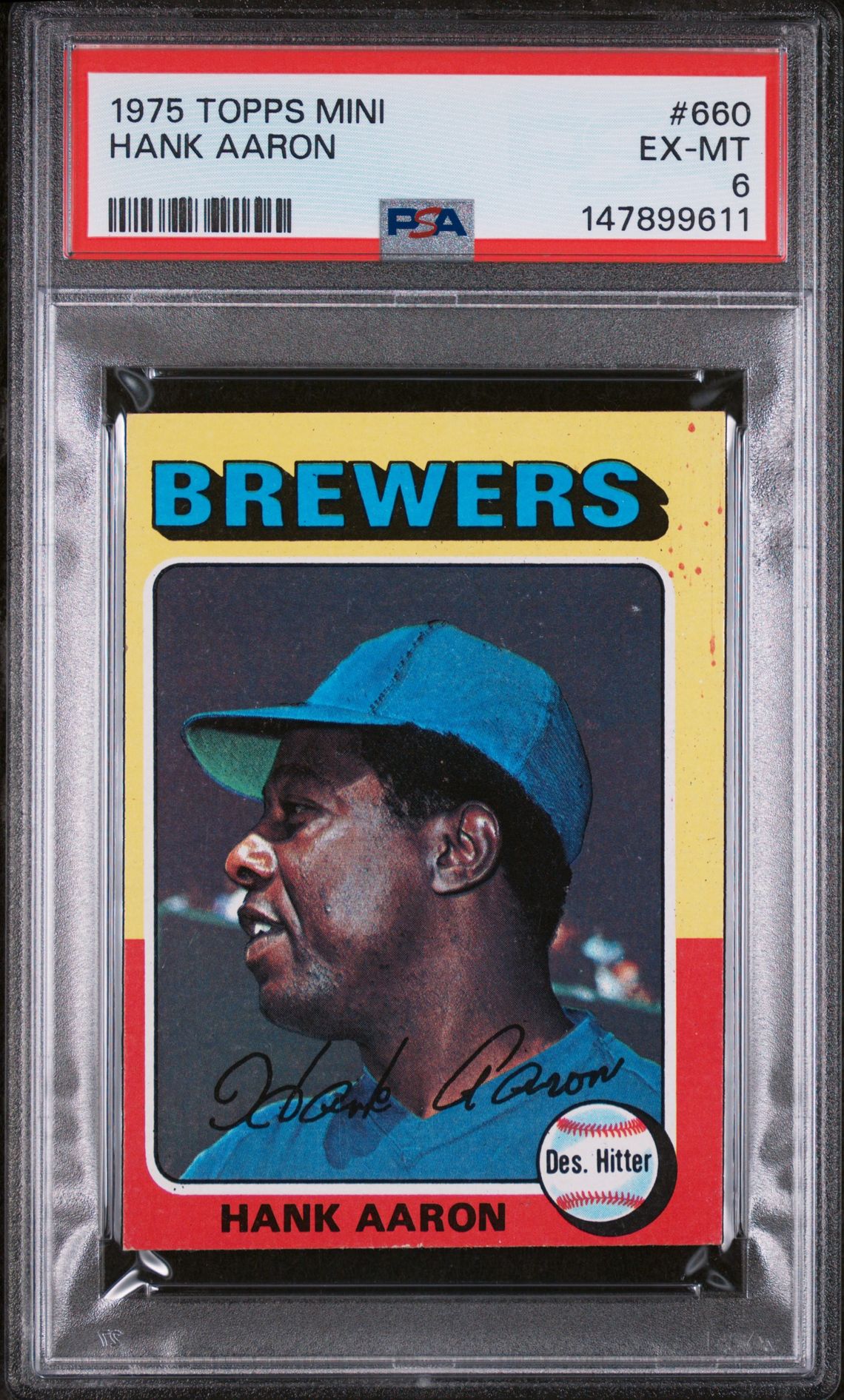 1975 Topps Mini Hank Aaron #660 Ex-Mt 6 front
