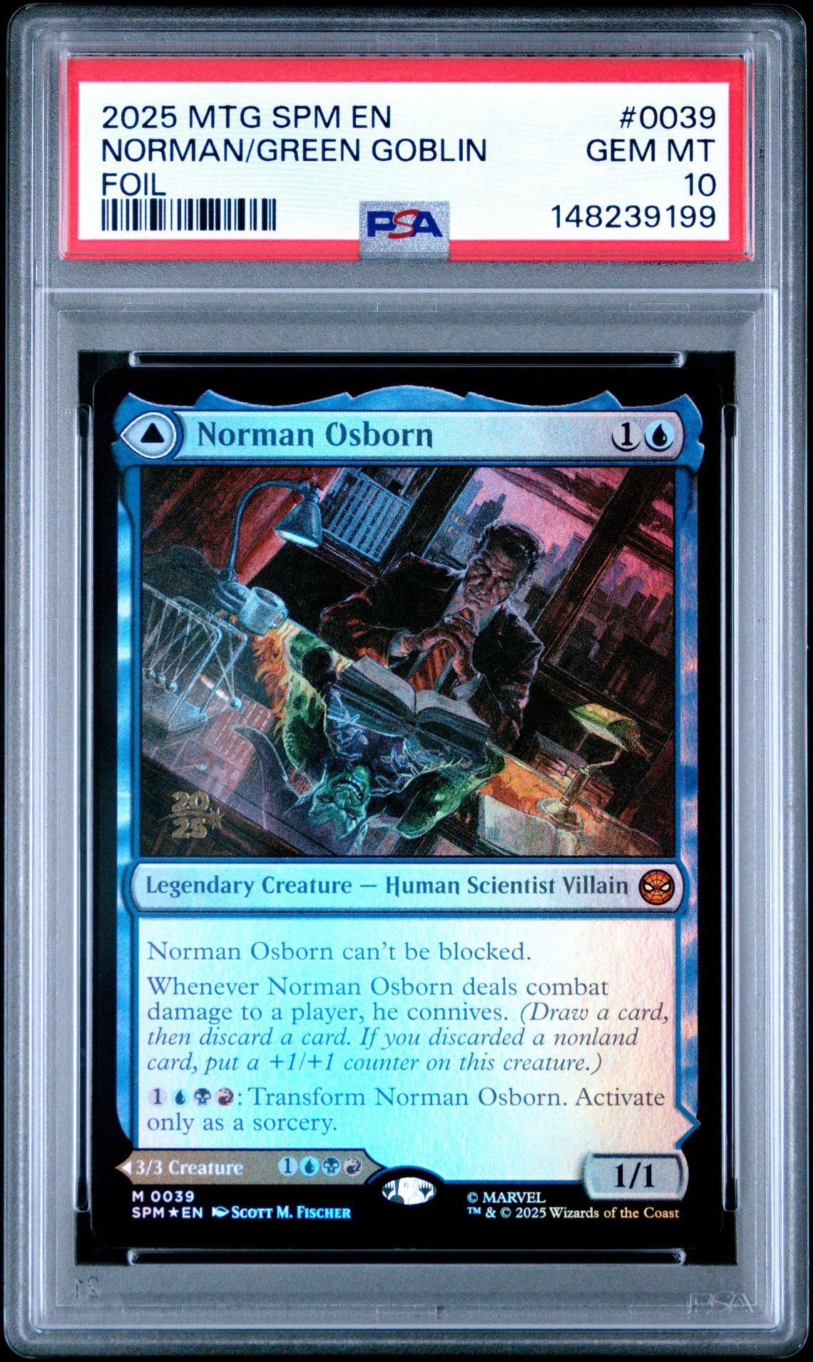 2025 MTG MAGIC THE GATHERING MARVEL'S SPIDER-MAN FOIL #0039 Norman/Green Goblin front