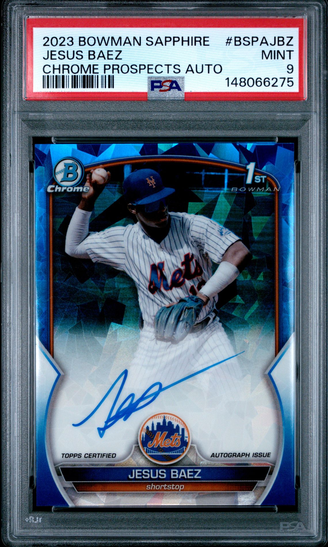 2023 Bowman BOWMAN SAPPHIRE EDITION CHROME PROSPECTS AUTOGRAPHS #BSPAJBZ Jesus Baez front