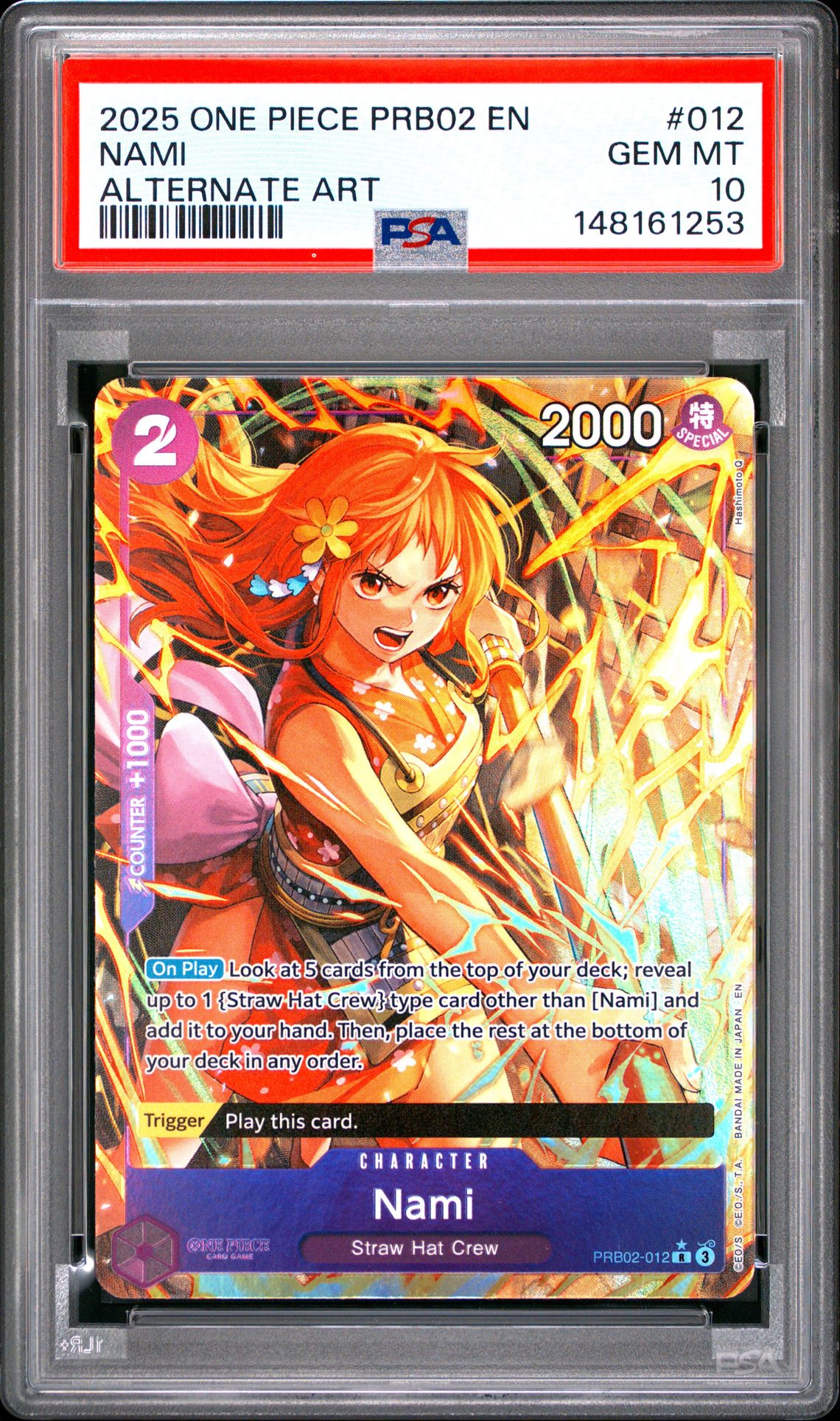 2025 One Piece Prb02-Premium Booster -One Piece Card The Best- Vol.2 Nami #012 (Alternate Art) Gem Mt 10 front