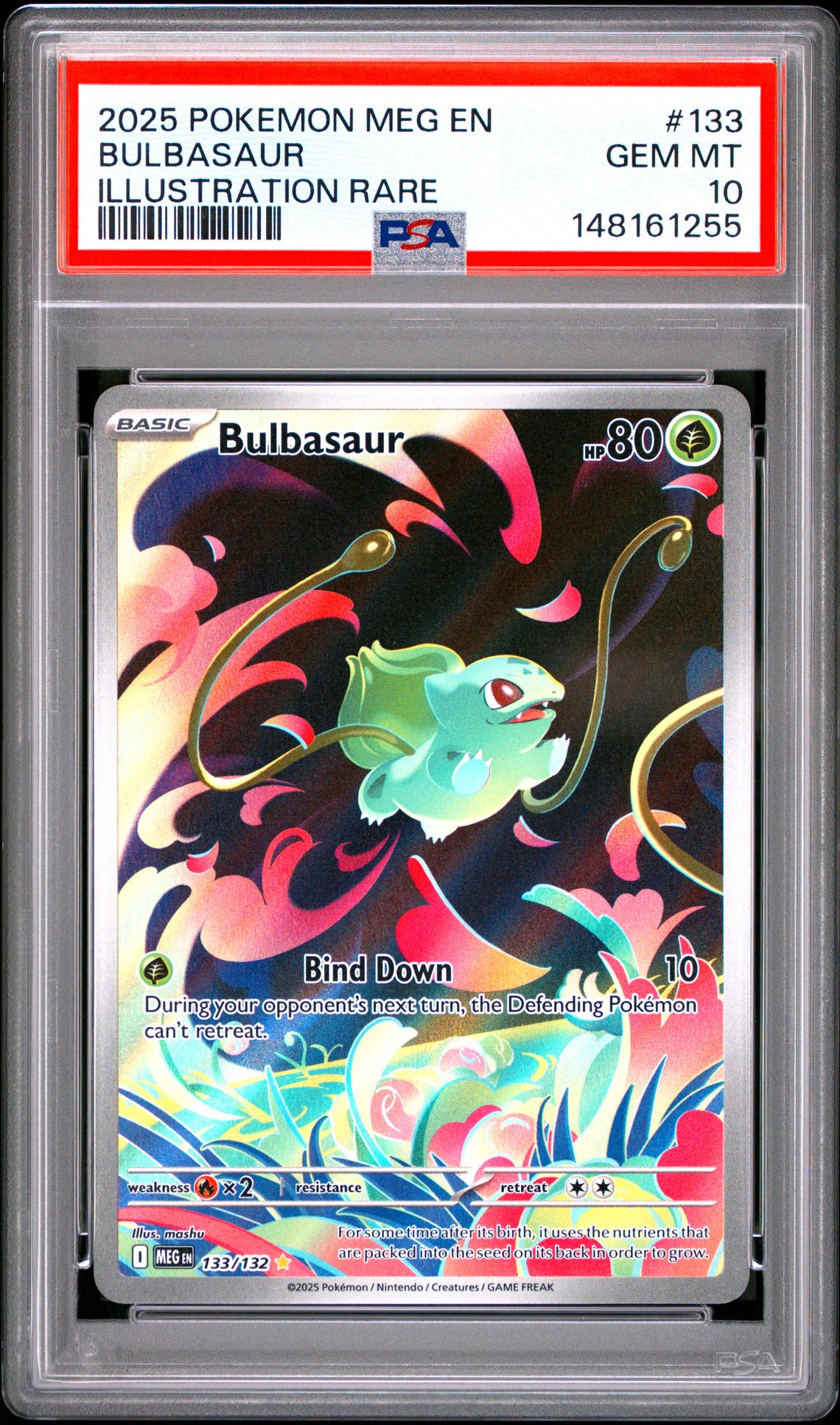 2025 Pokemon Meg En-Mega Evolution Bulbasaur #133 (Illustration Rare) Gem Mt 10 front