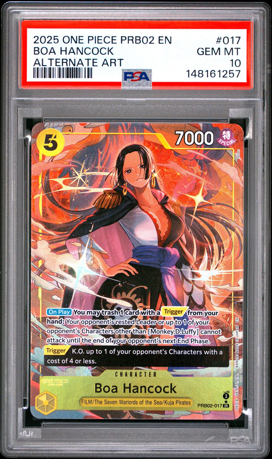 2025 One Piece Prb02-Premium Booster -One Piece Card The Best- Vol.2 Boa Hancock #017 (Alternate Art) Gem Mt 10 front
