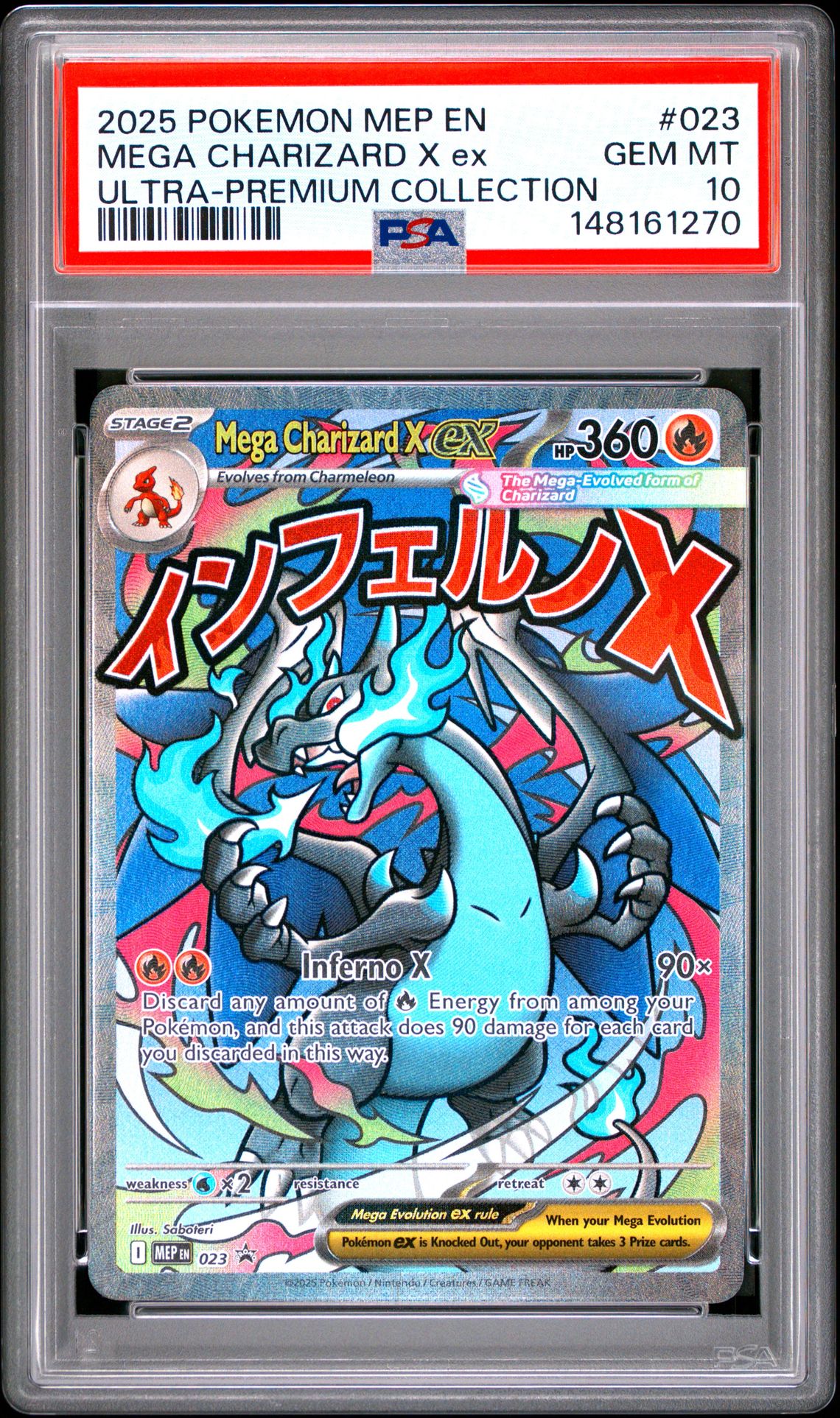2025 Pokemon Mep En-Me Black Star Promo Mega Charizard X Ex #023 (Ultra-Premium Collection) Gem Mt 10 front