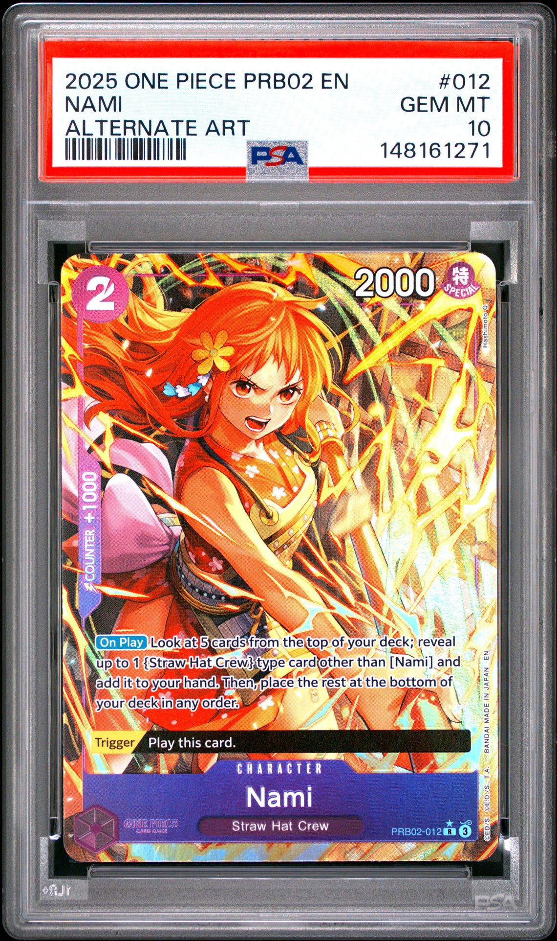 2025 One Piece Prb02-Premium Booster -One Piece Card The Best- Vol.2 Nami #012 (Alternate Art) Gem Mt 10 front