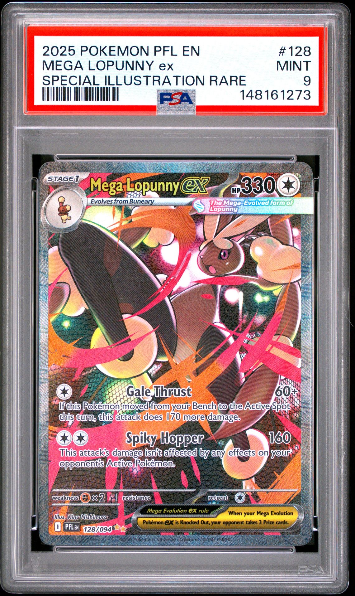 2025 Pokemon Pfl En-Phantasmal Flames Mega Lopunny Ex #128 (Special Illustration Rare) Mint 9 front