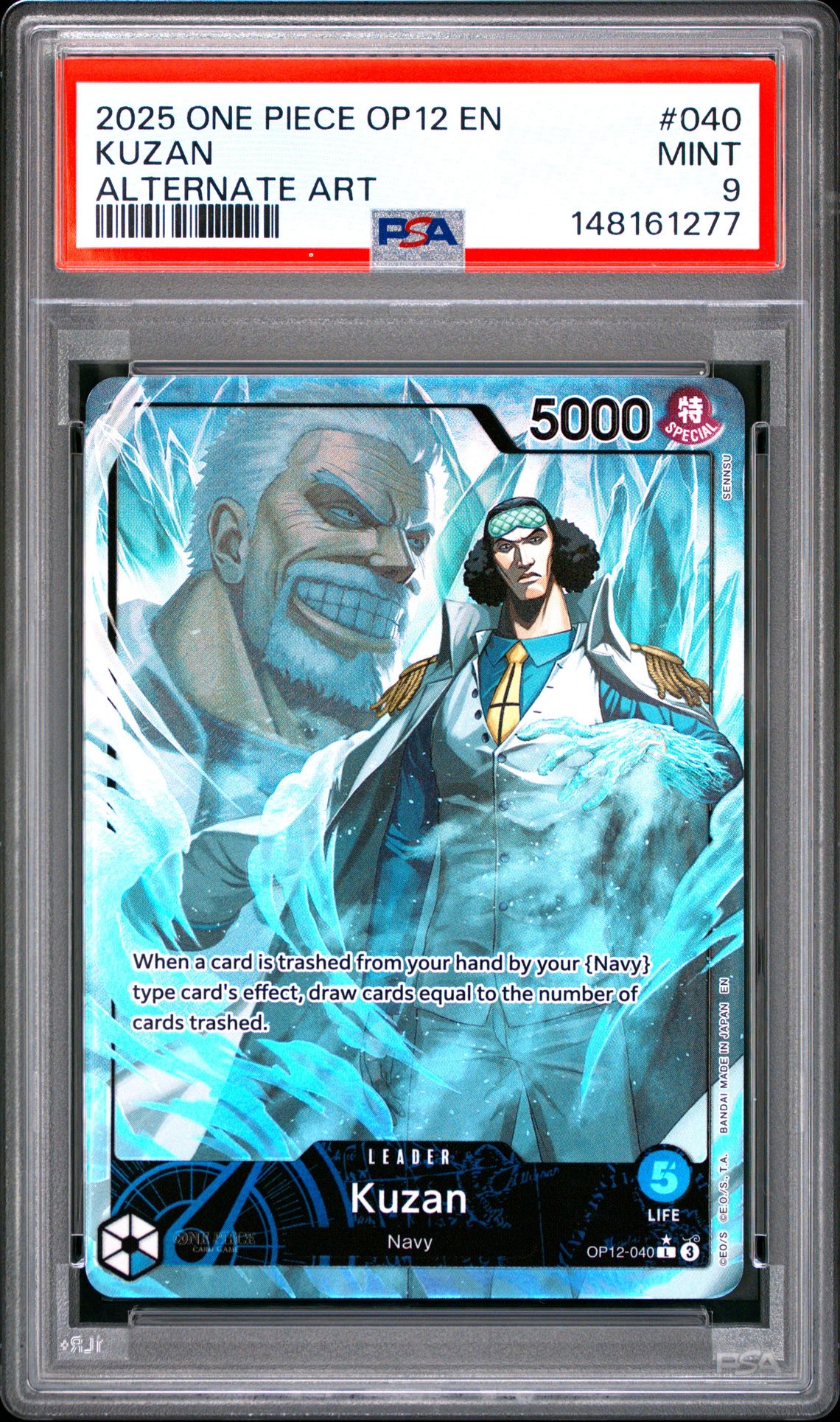 2025 One Piece Op12-Legacy Of The Master Kuzan #040 (Alternate Art) Mint 9 front
