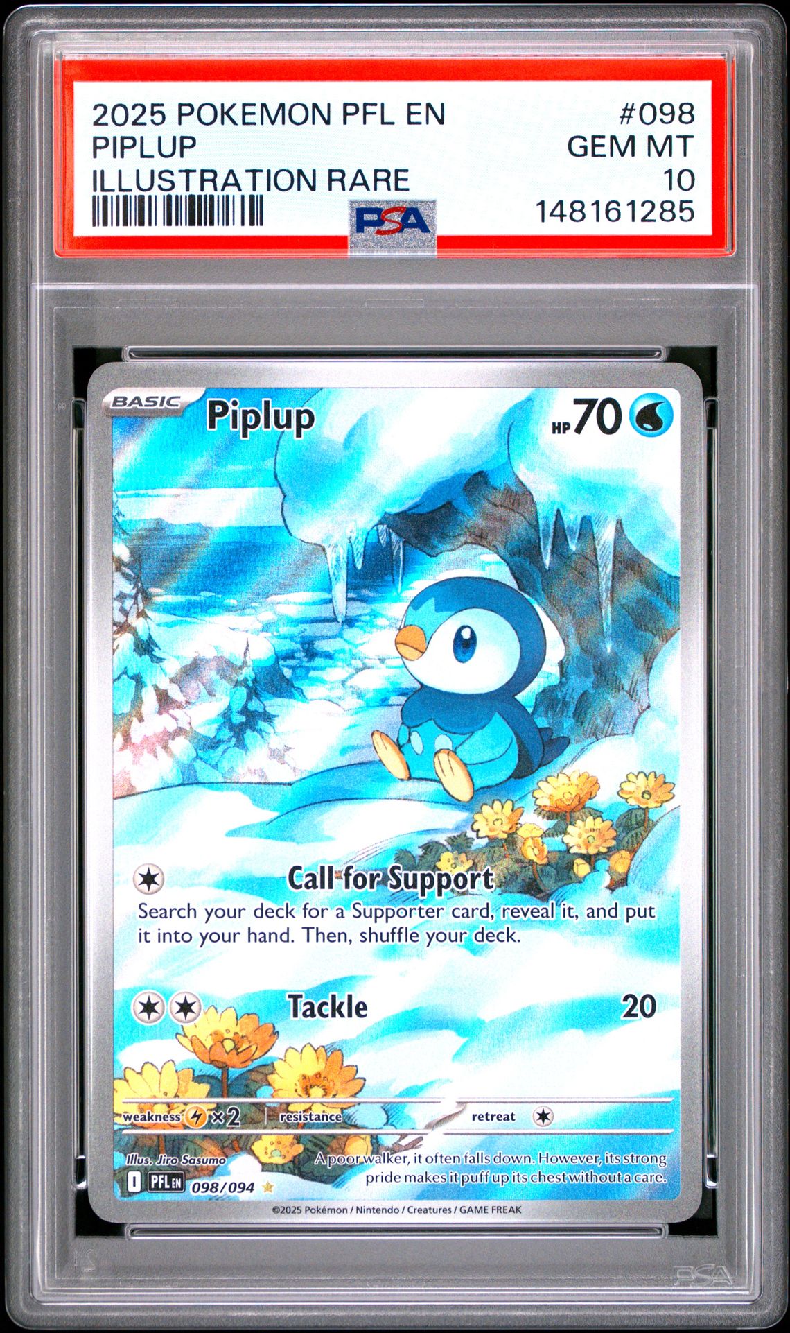 2025 Pokemon Pfl En-Phantasmal Flames Piplup #098 (Illustration Rare) Gem Mt 10 front