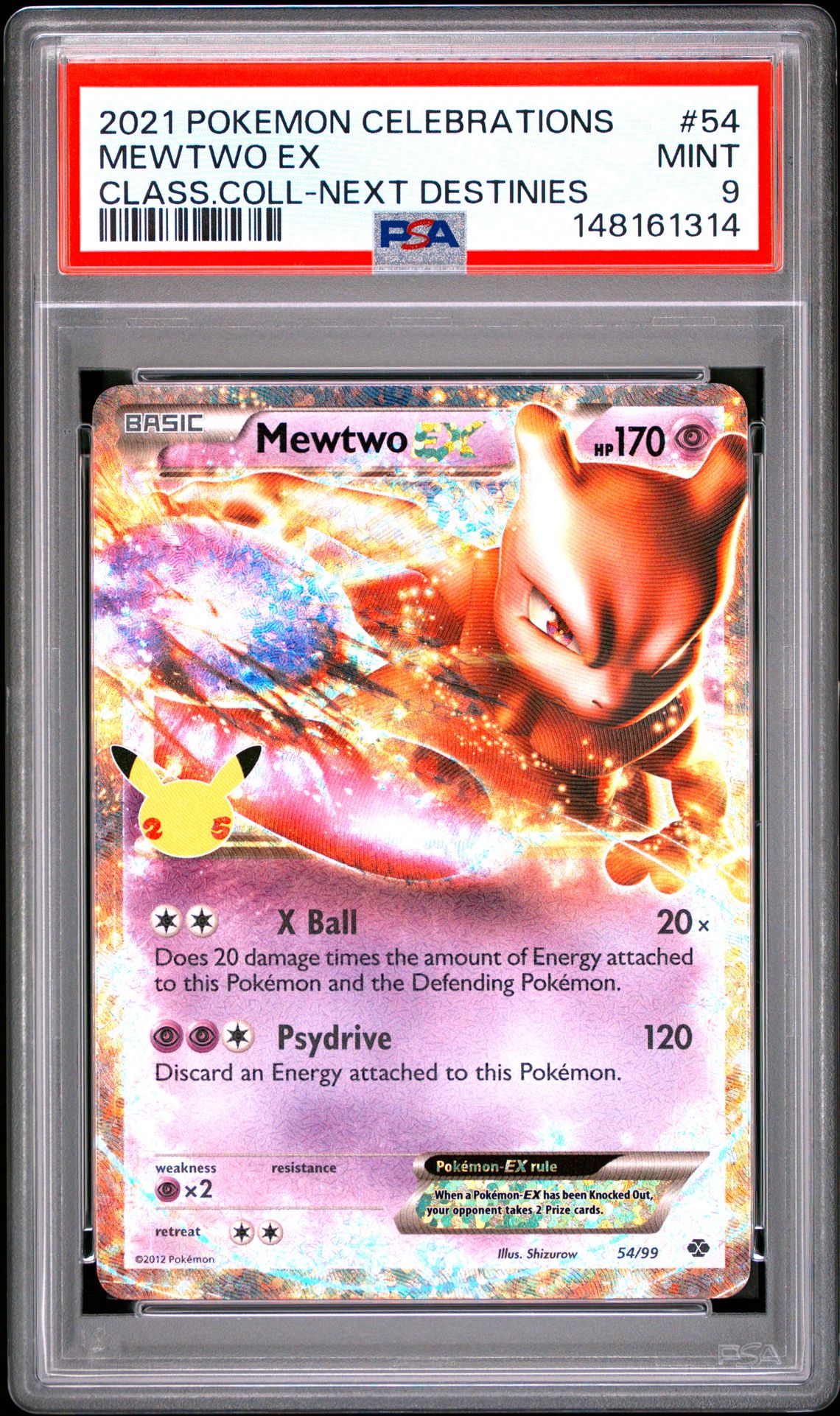 2021 Pokemon Celebrations Classic Collection Mewtwo Ex #54 (Class.coll-Next Destinies) Mint 9 front