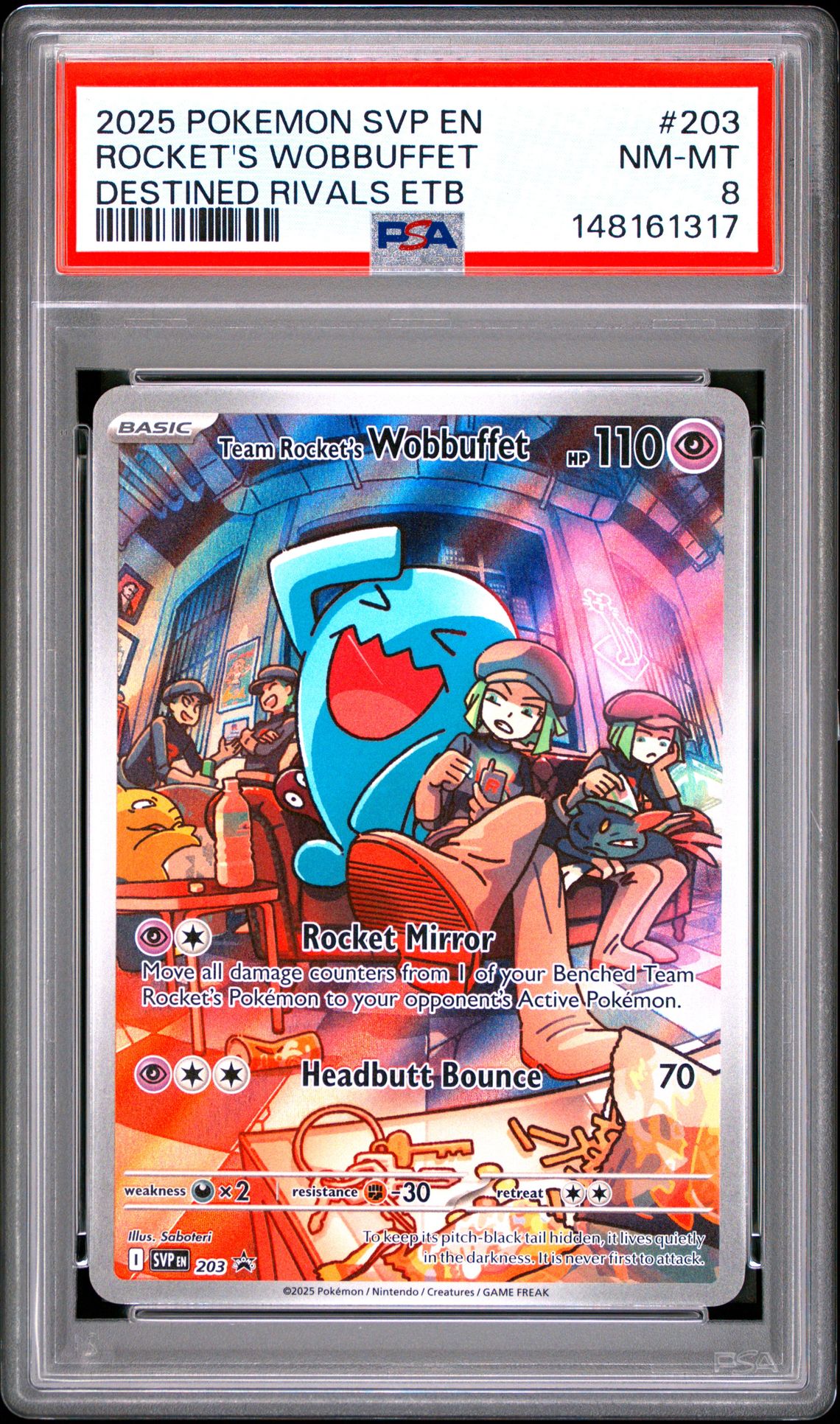 2025 Pokemon Svp En-Sv Black Star Promo Rocket's Wobbuffet #203 (Destined Rivals Etb) Nm-Mt 8 front