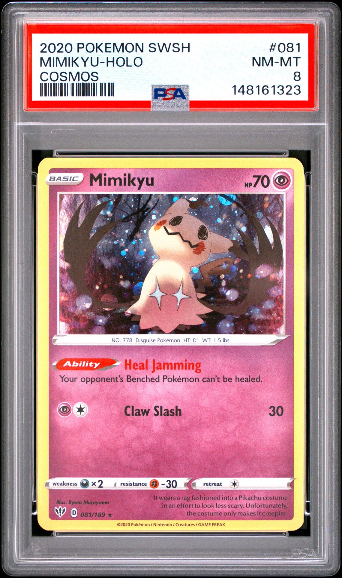 2020 Pokemon Sword & Shield Darkness Ablaze Mimikyu-Holo #081 (Cosmos) Nm-Mt 8 front
