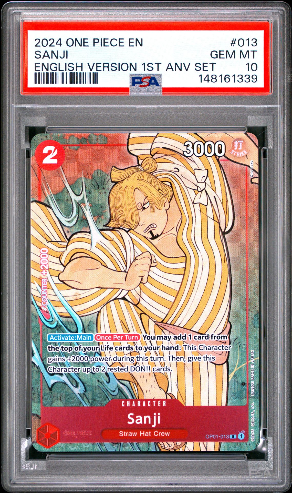 2024 One Piece English Version 1St Anniversary Set Sanji #013 Gem Mt 10 front