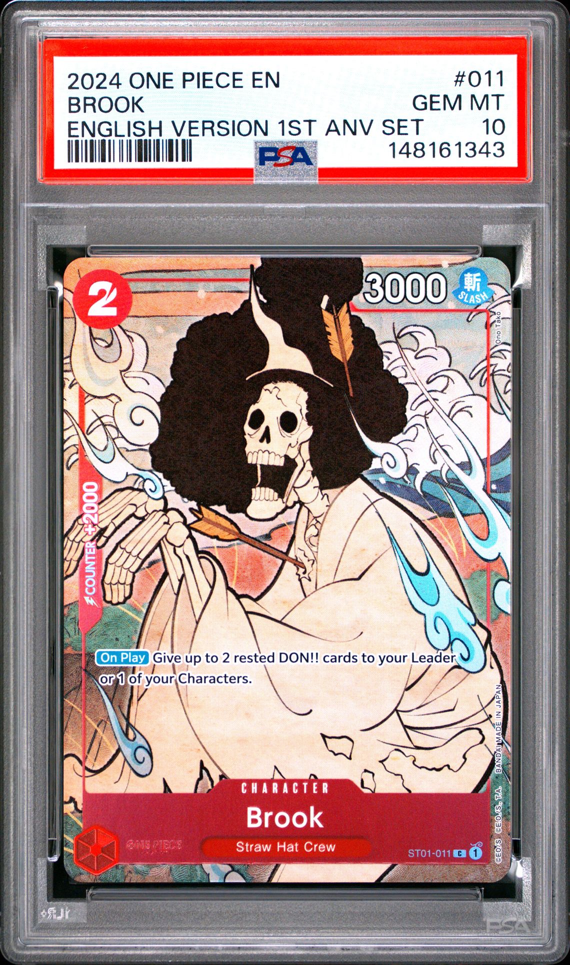2024 One Piece English Version 1St Anniversary Set Brook #011 Gem Mt 10 front