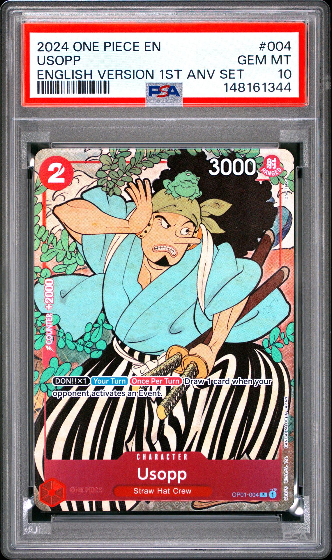 2024 One Piece English Version 1St Anniversary Set Usopp #004 Gem Mt 10 front