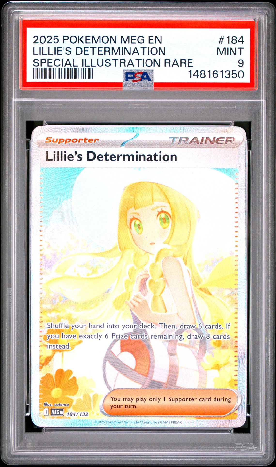 2025 Pokemon Meg En-Mega Evolution Lillie's Determination #184 (Special Illustration Rare) Mint 9 front