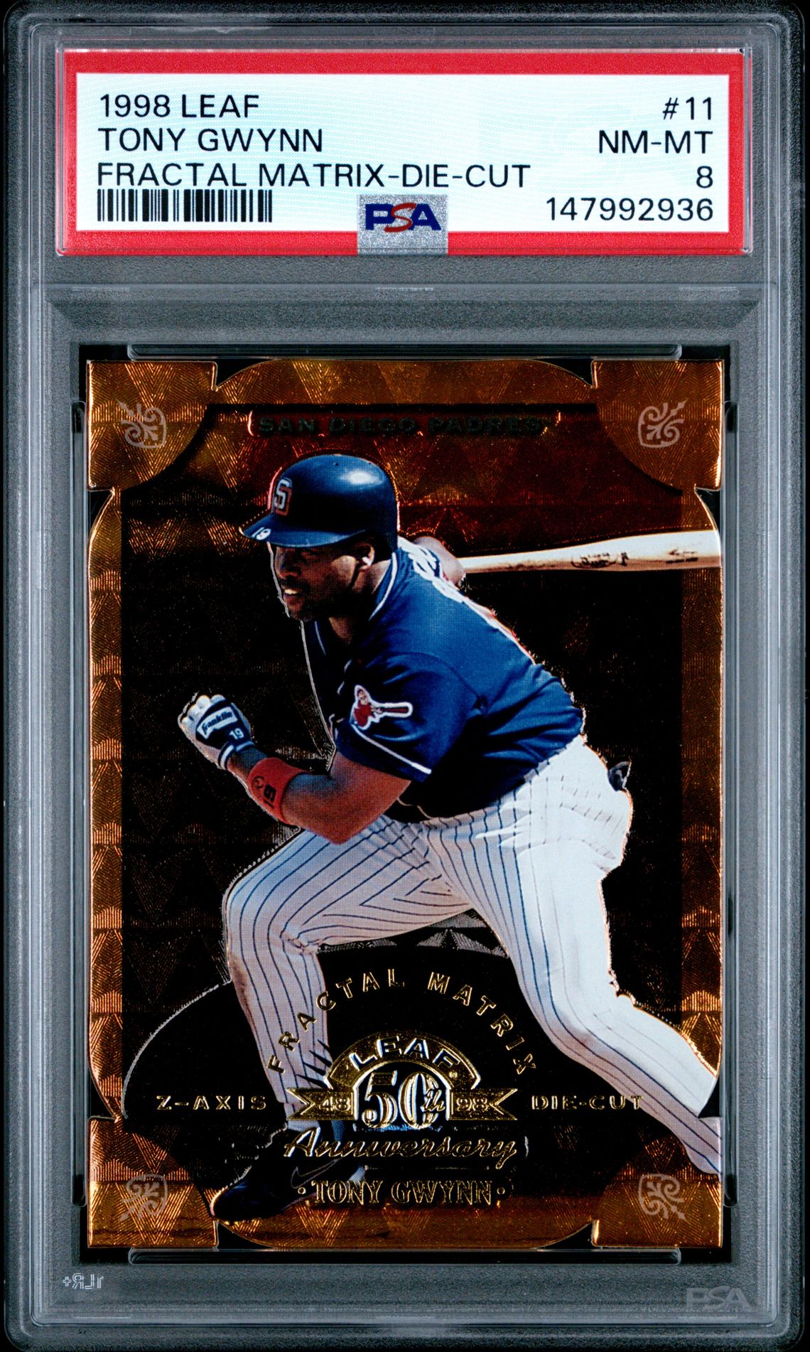 1998 Leaf Fractal Matrix Tony Gwynn #11 (Fractal Matrix-Die-Cut) Nm-Mt 8 front
