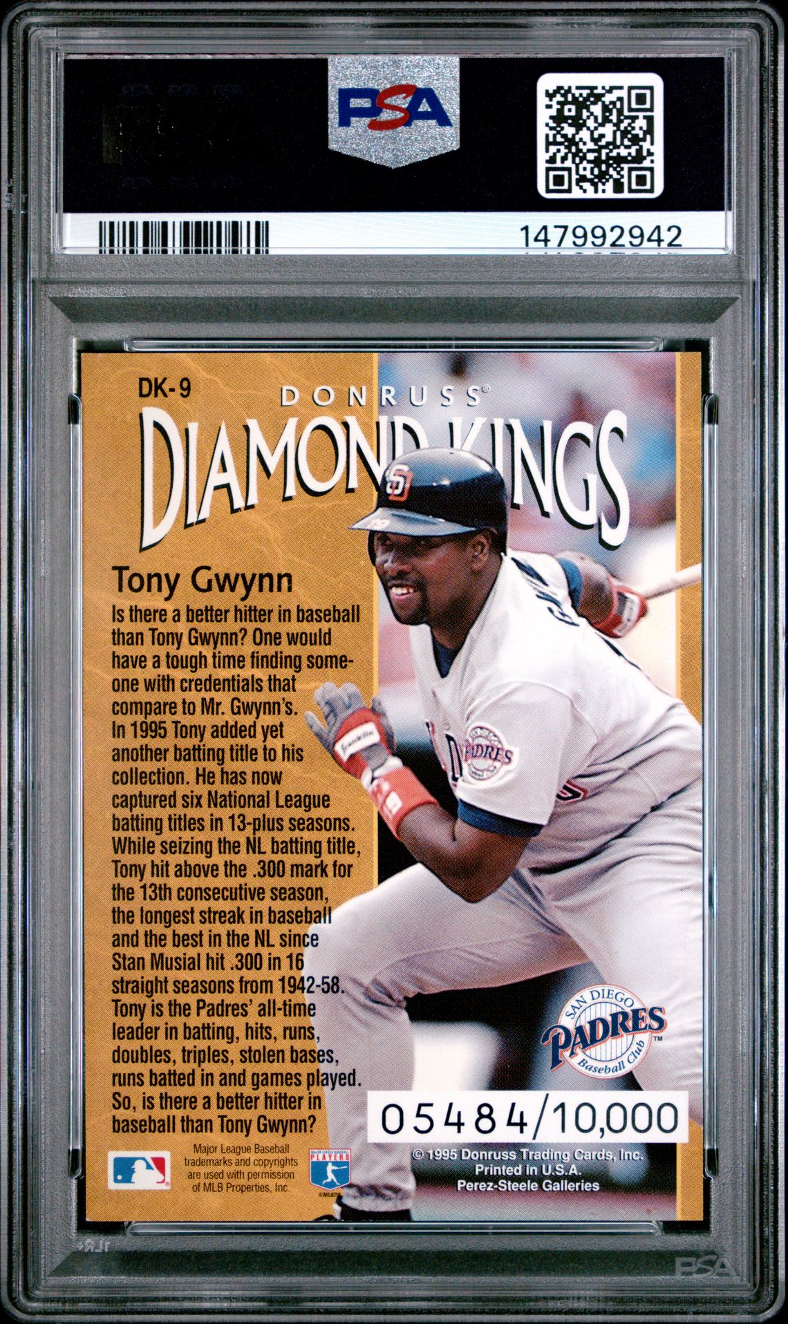 1996 Donruss Diamond Kings Tony Gwynn #Dk-9 (Diamond Kings) Nm-Mt 8 back