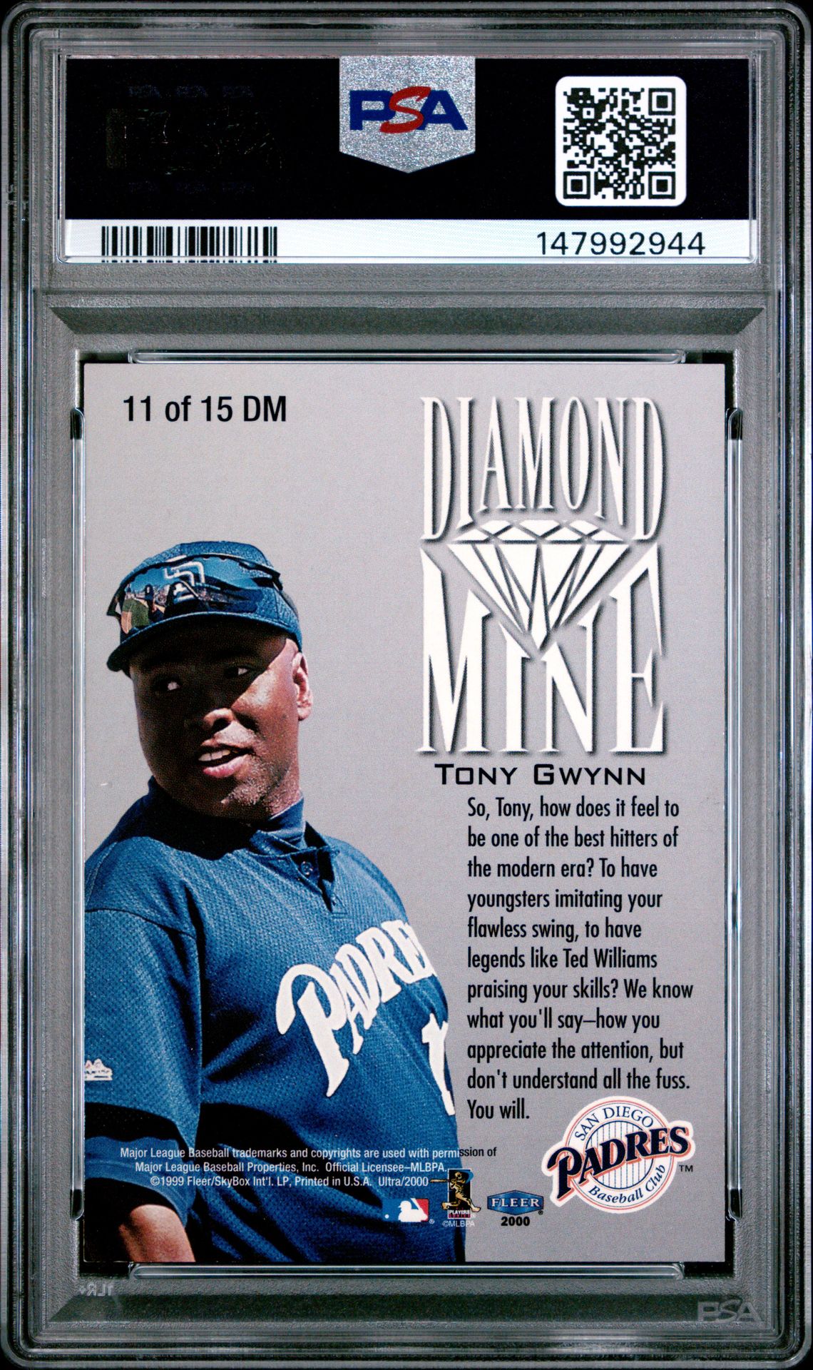 2000 Ultra Diamond Mine Tony Gwynn #11 (Diamond Mine) Nm 7 back