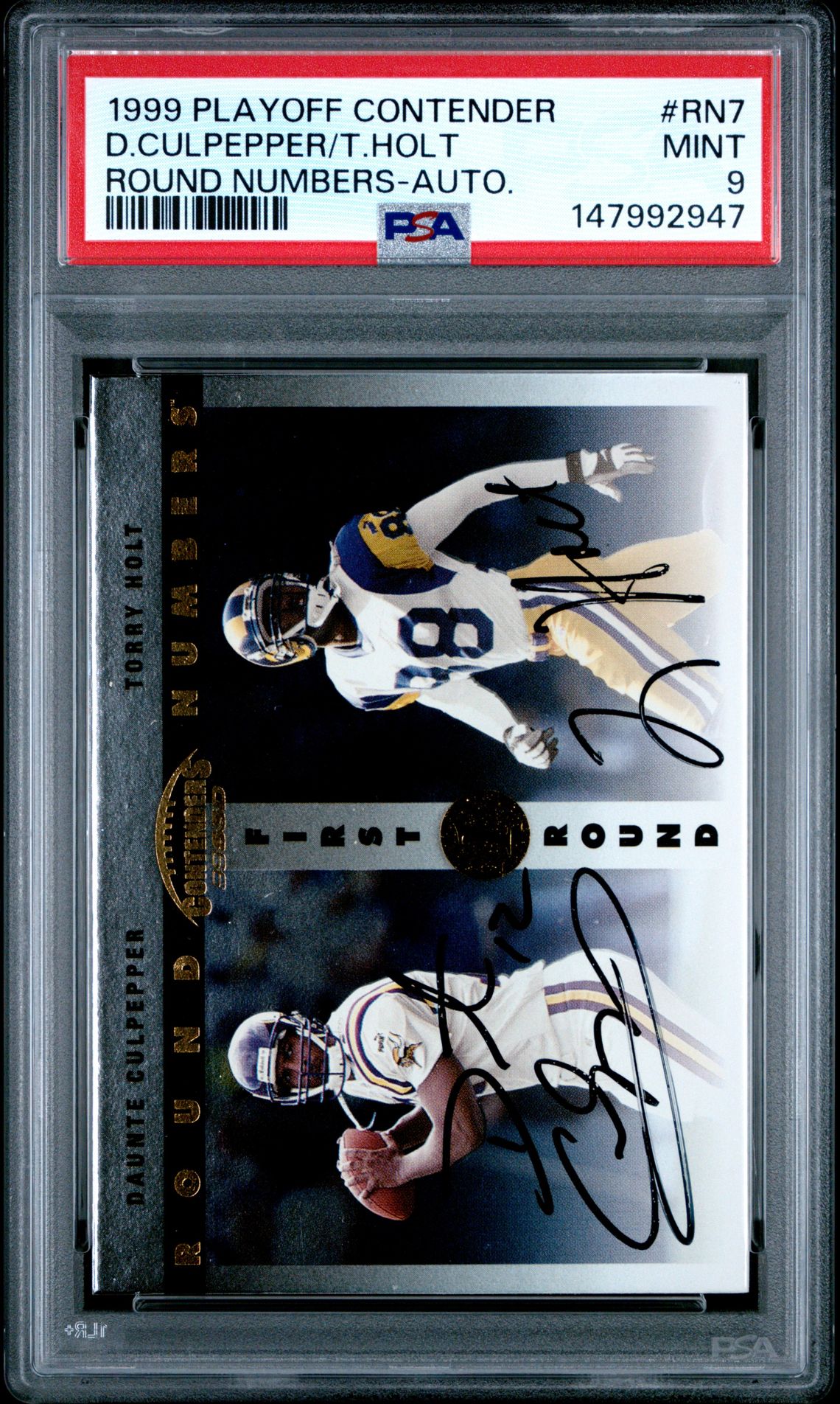 1999 Playoff Contenders Round Numbers Autographs D.culpepper/T.holt #Rn7 (Round Numbers-Auto.) Mint 9 front