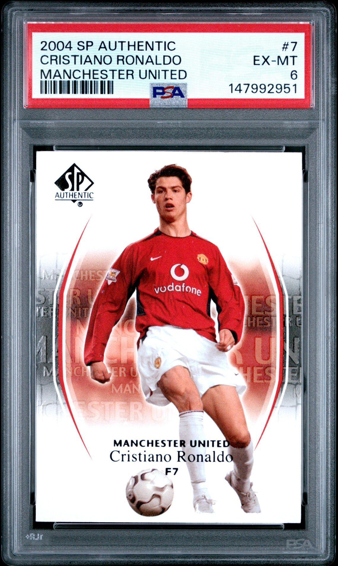 2004 Sp Authentic Manchester United Cristiano Ronaldo #7 (Manchester United) Ex-Mt 6 front