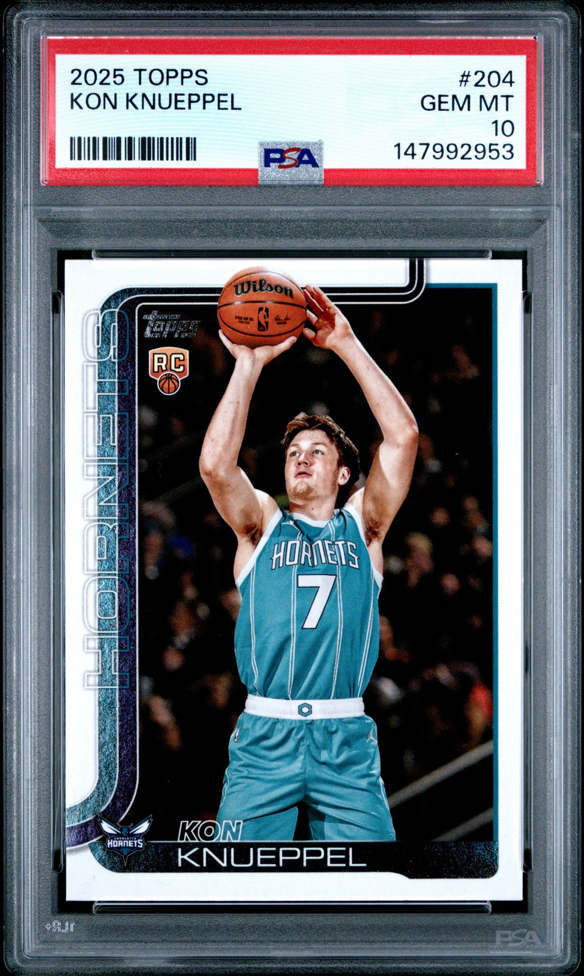 2025 Topps Kon Knueppel #204 Gem Mt 10 front view - PSA graded GEM MT 10