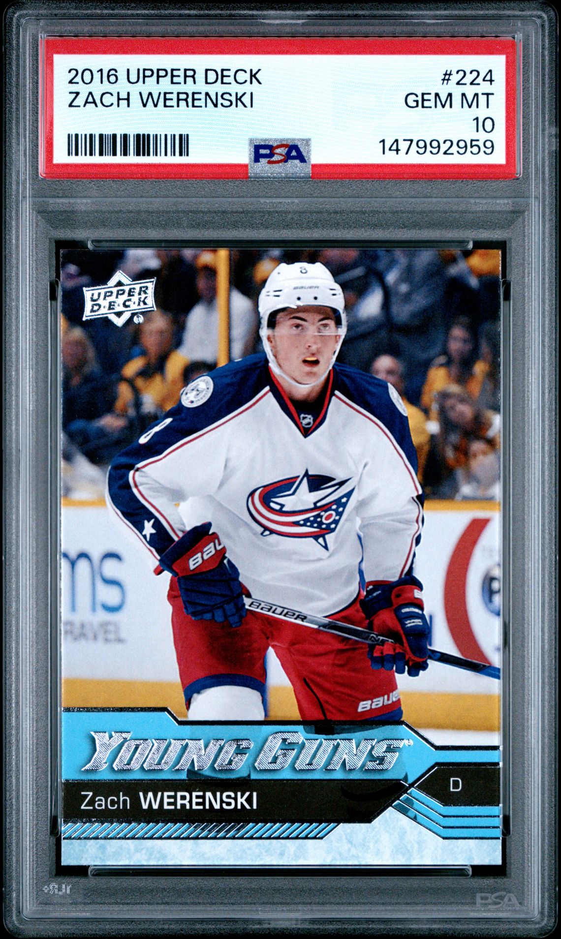 2016 Upper Deck Zach Werenski #224 Gem Mt 10 front view - PSA graded GEM MT 10