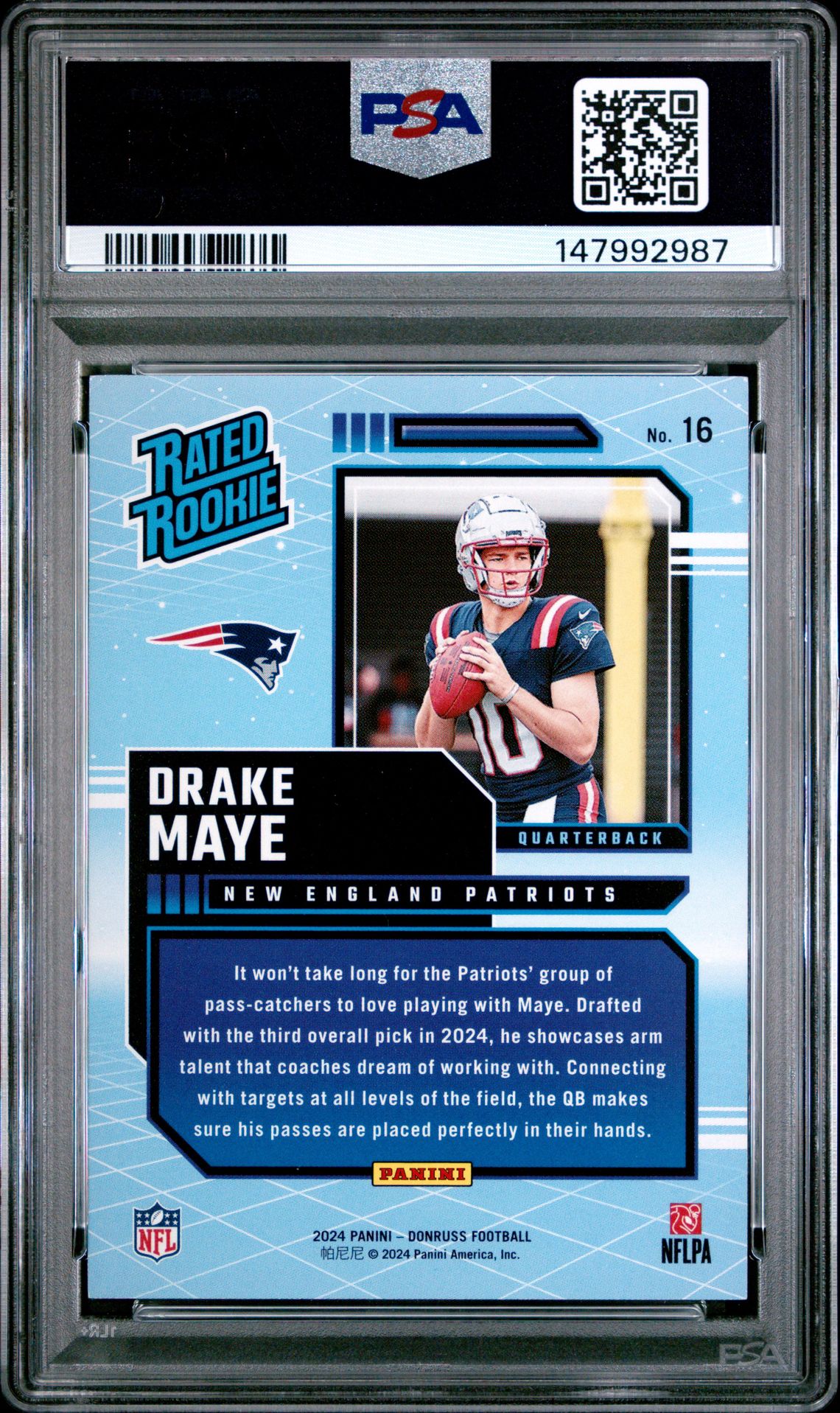 2024 Panini Donruss Rated Rookies Retro Drake Maye #16 Nm 7 back