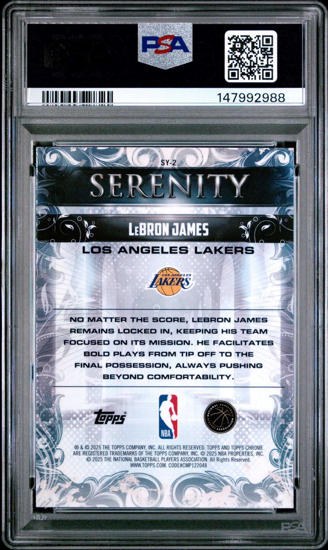 2025 Topps Chrome Serenity Lebron James #Sy-2 Gem Mt 10 back