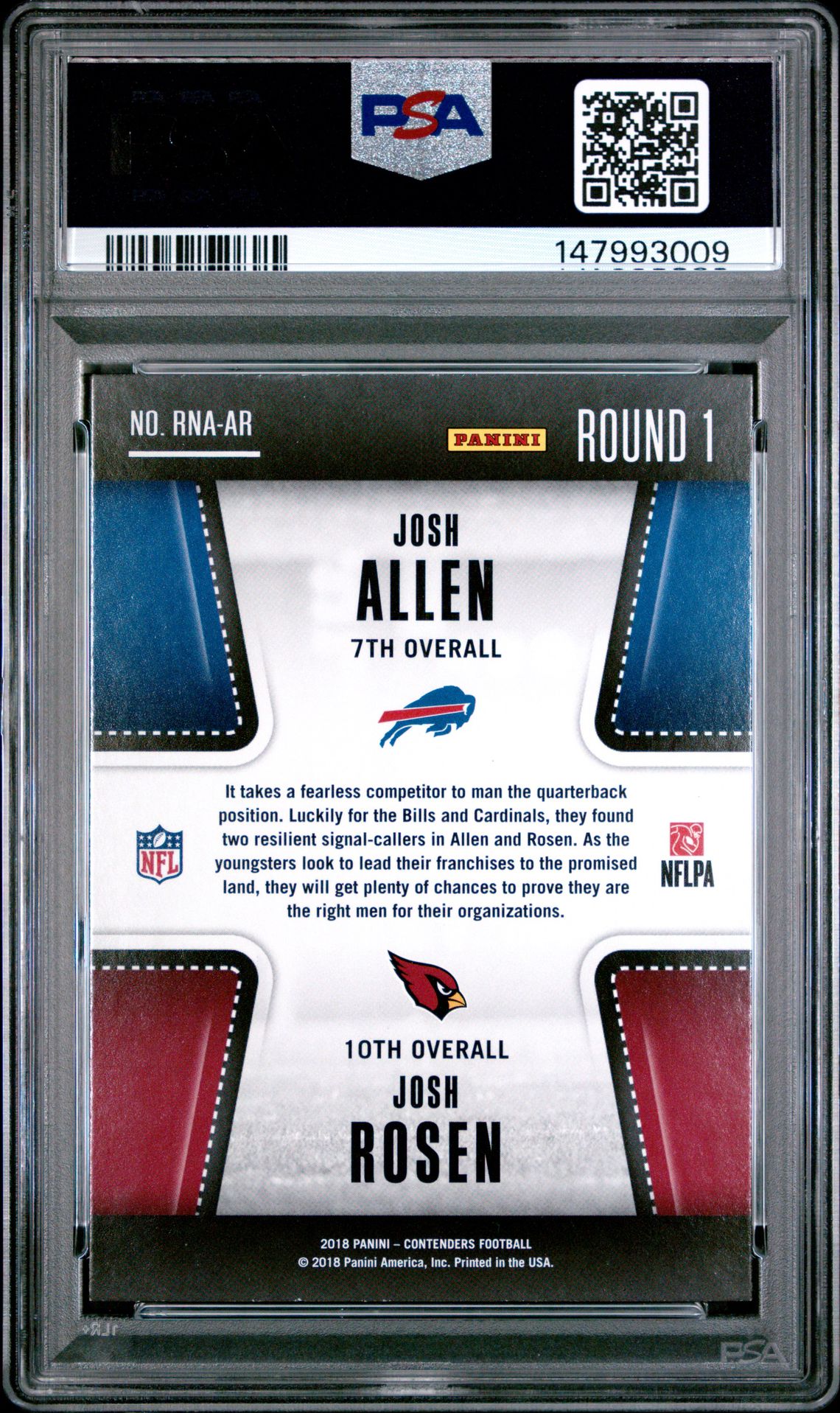 2018 Panini Contenders Round Numbers J.allen/J.rosen #Ar (Round Numbers) Mint 9 back