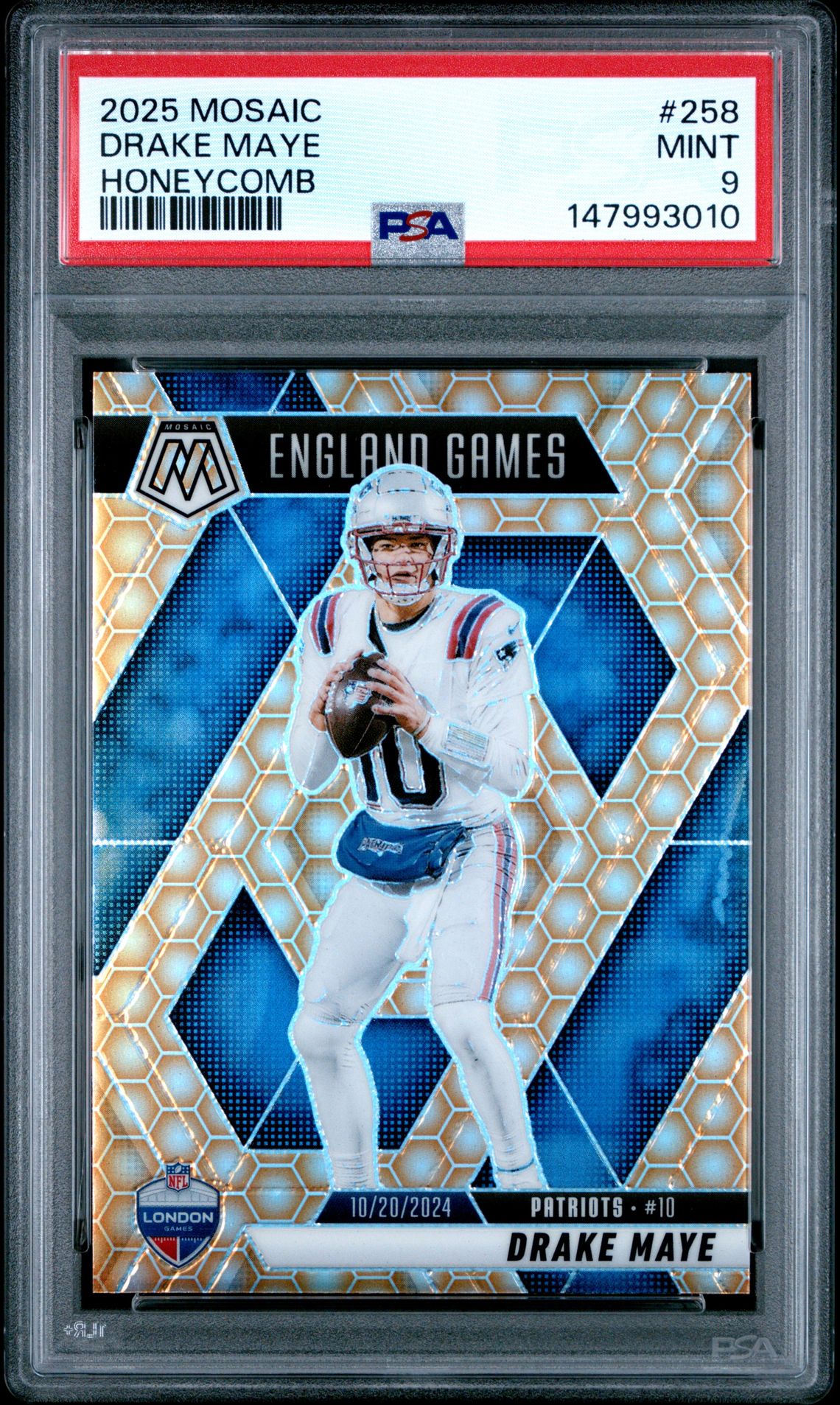 2025 Panini Mosaic Drake Maye #258 (Honeycomb) Mint 9 front