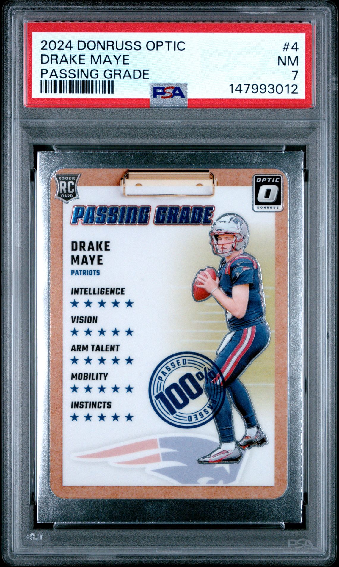 2024 Panini Donruss Optic Passing Grade Drake Maye #4 Nm 7 front