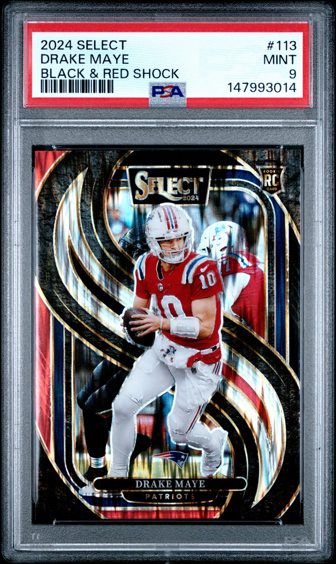 2024 Panini Select Drake Maye #113 (Black & Red Shock) Mint 9 front