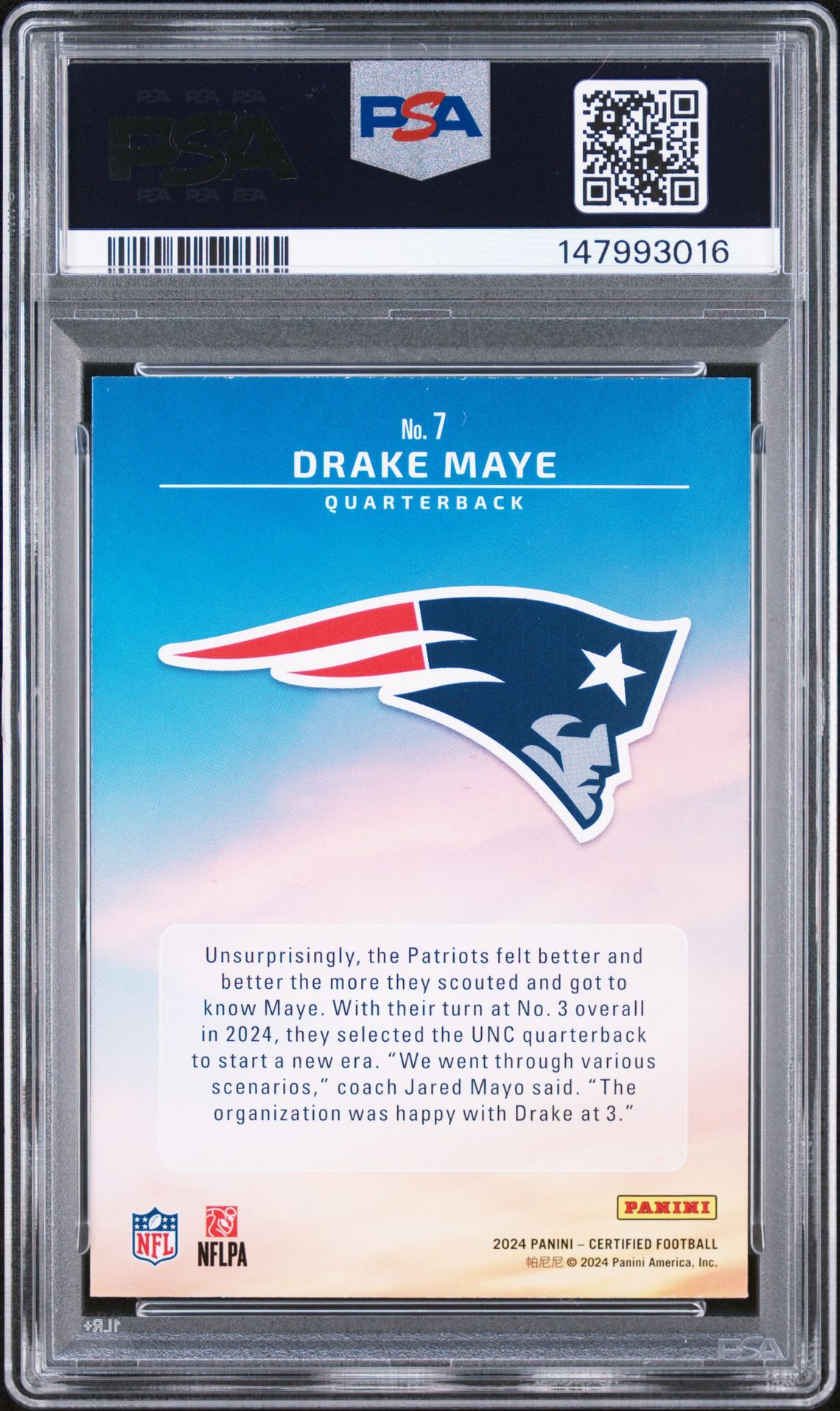 2024 Panini Certified Franchise Foundations Drake Maye #7 Nm 7 back