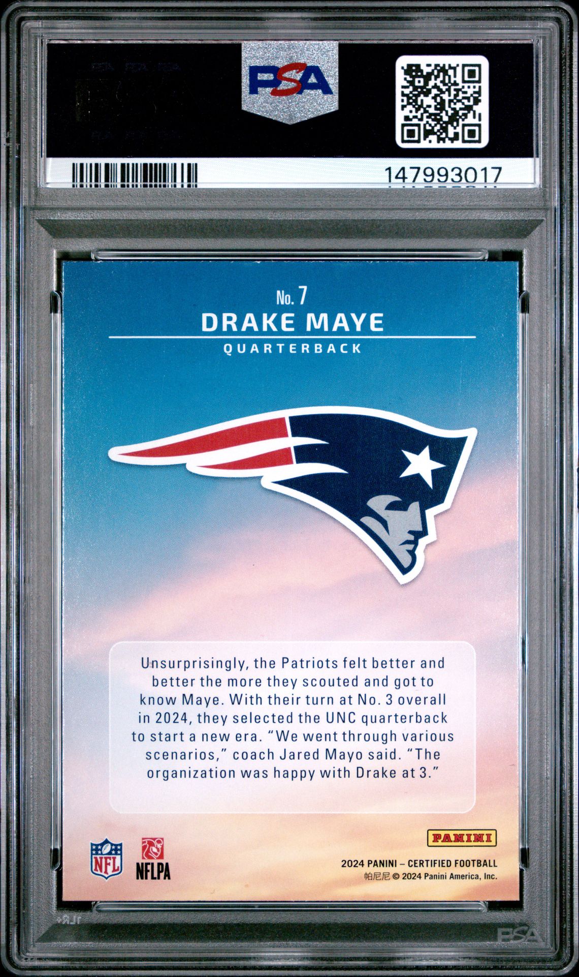 2024 Panini Certified Franchise Foundations Drake Maye #7 Nm 7 back