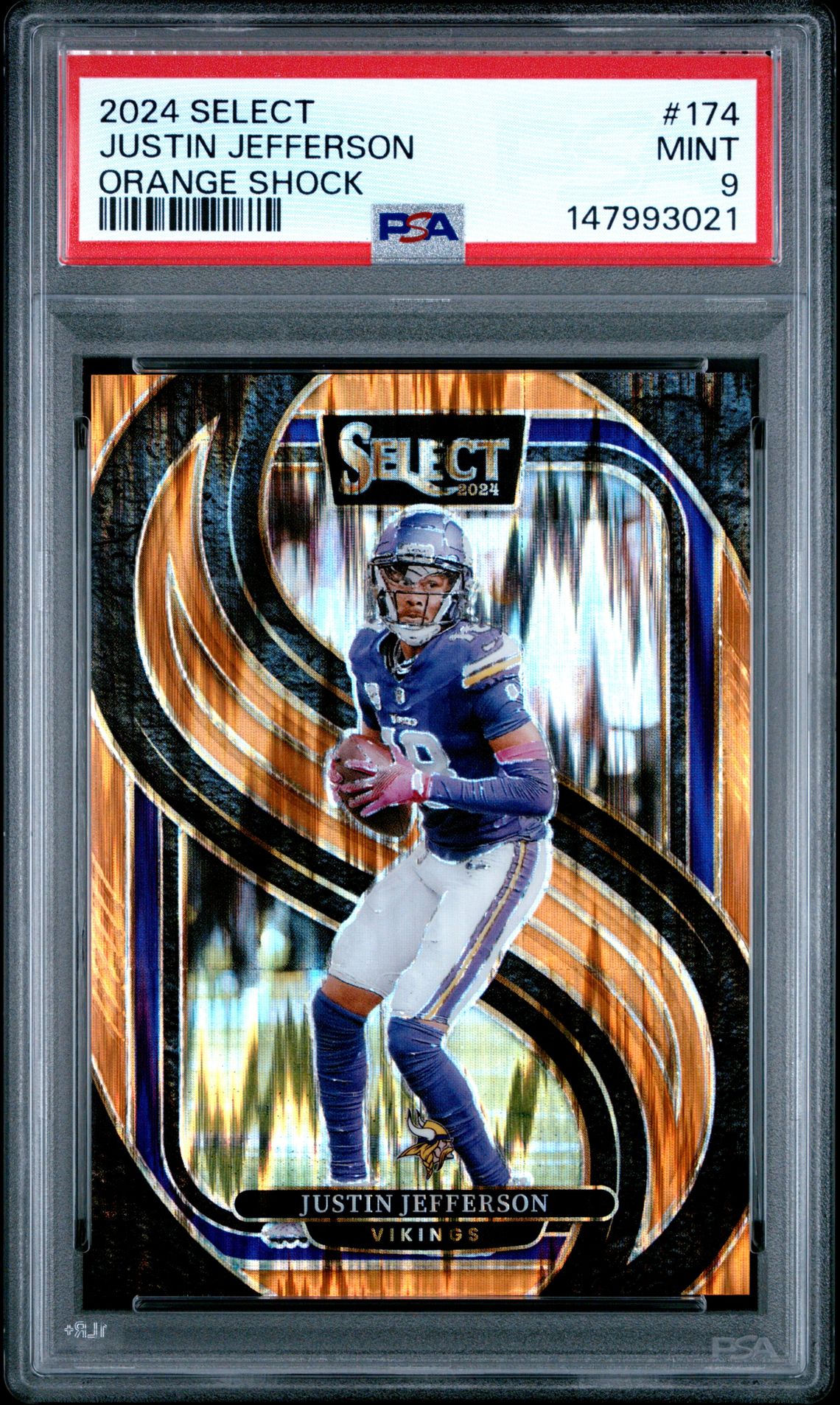 2024 Panini Select Justin Jefferson #174 (Orange Shock) Mint 9 front