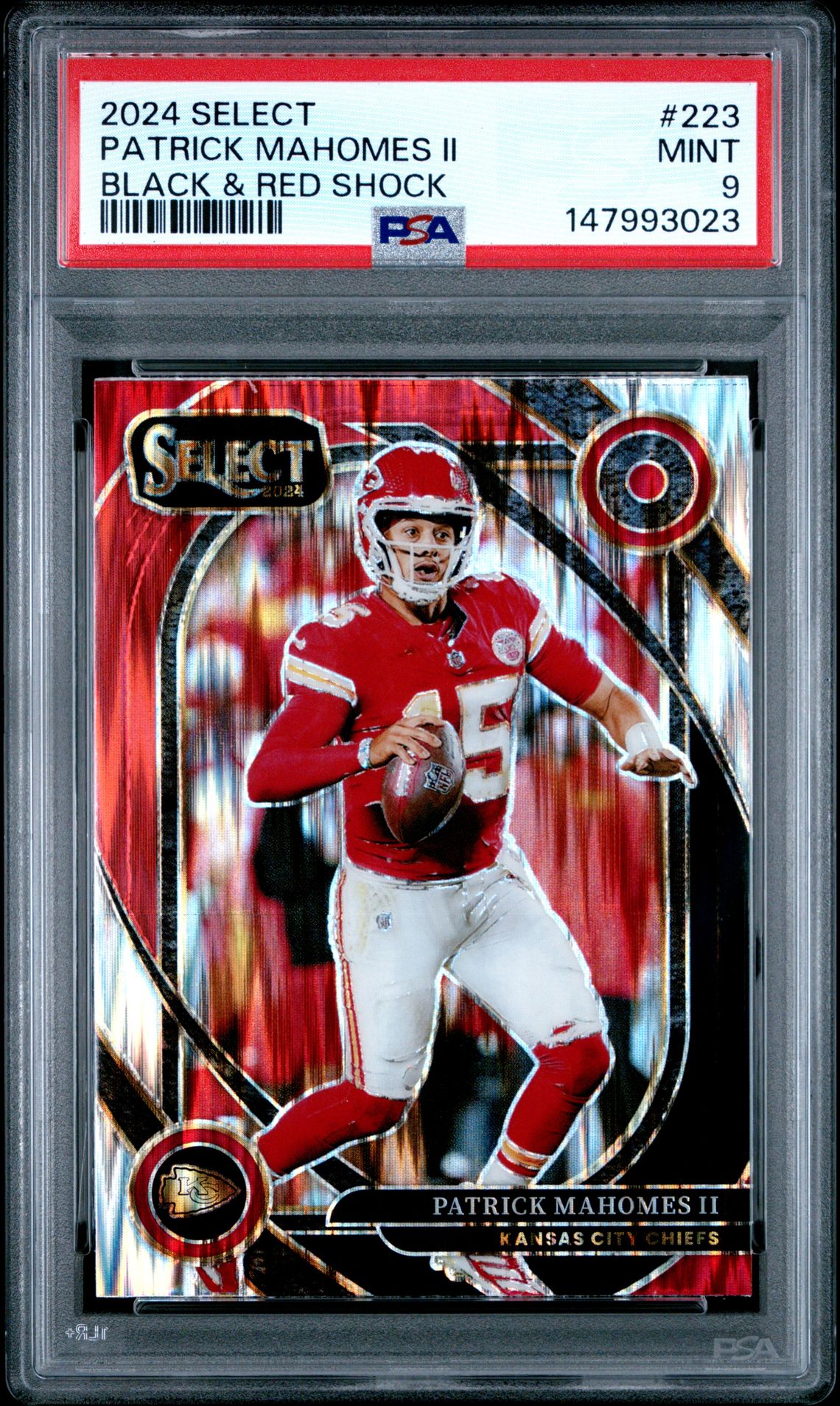 2024 Panini Select Patrick Mahomes Ii #223 (Black & Red Shock) Mint 9 front