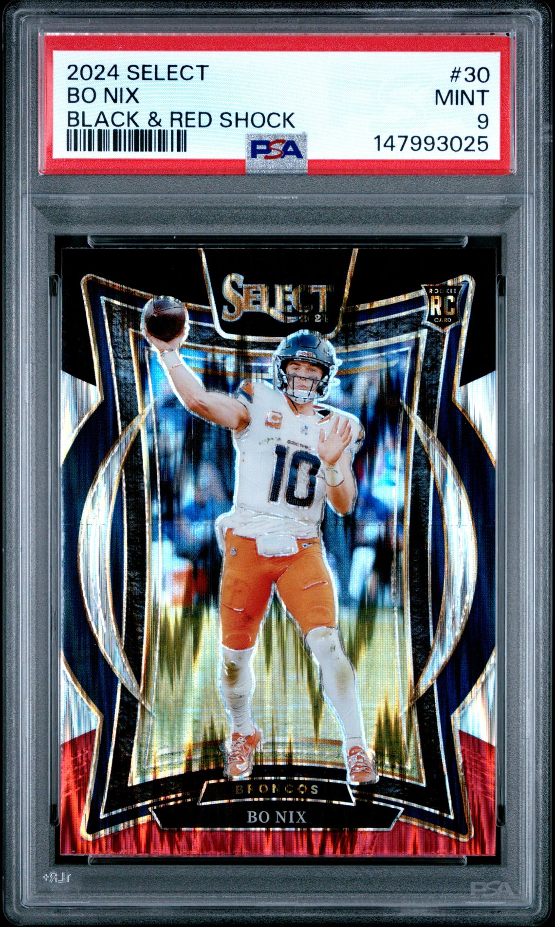 2024 Panini Select Bo Nix #30 (Black & Red Shock) Mint 9 front