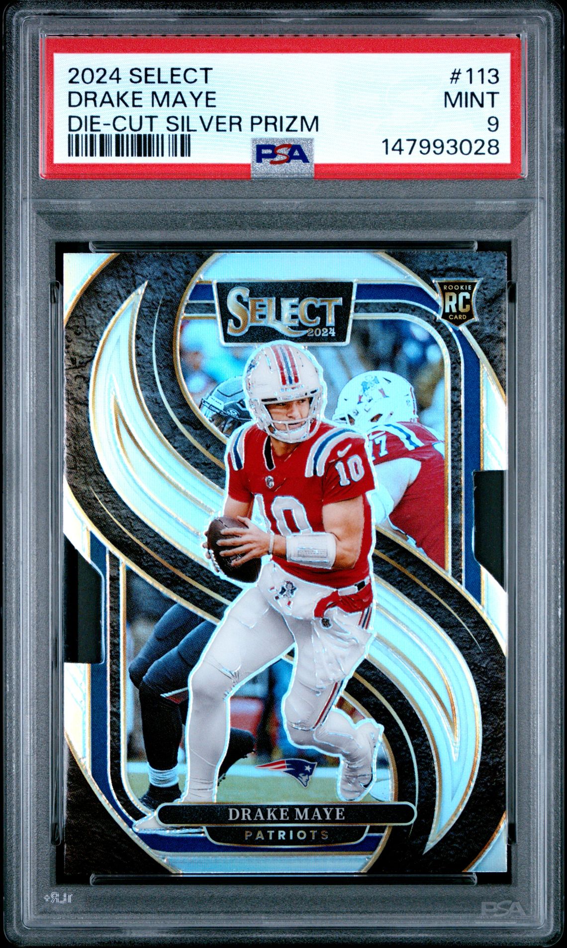 2024 Panini Select Drake Maye #113 (Die-Cut Silver Prizm) Mint 9 front