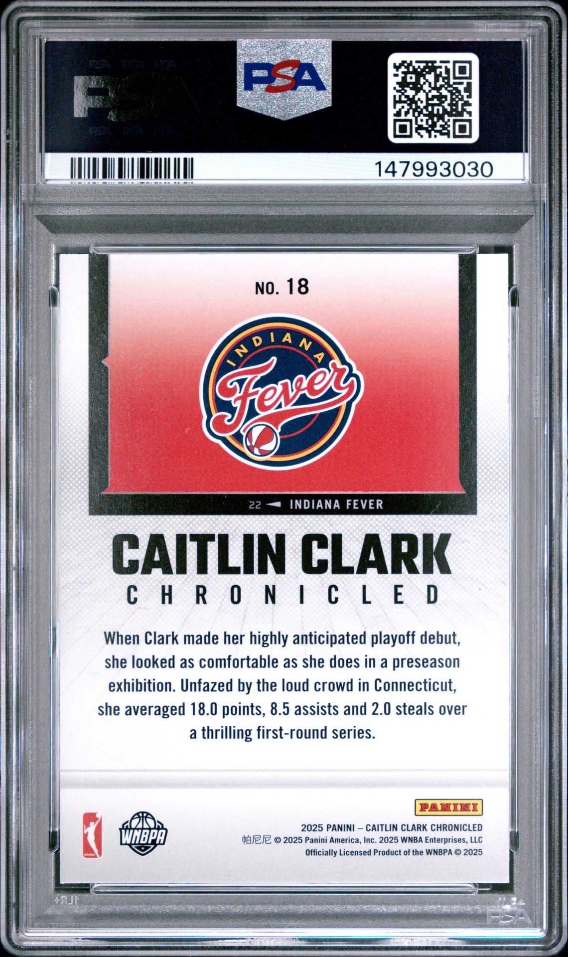 2025 Panini Caitlin Clark Chronicled Caitlin Clark #18 (Holo) Nm-Mt 8 back