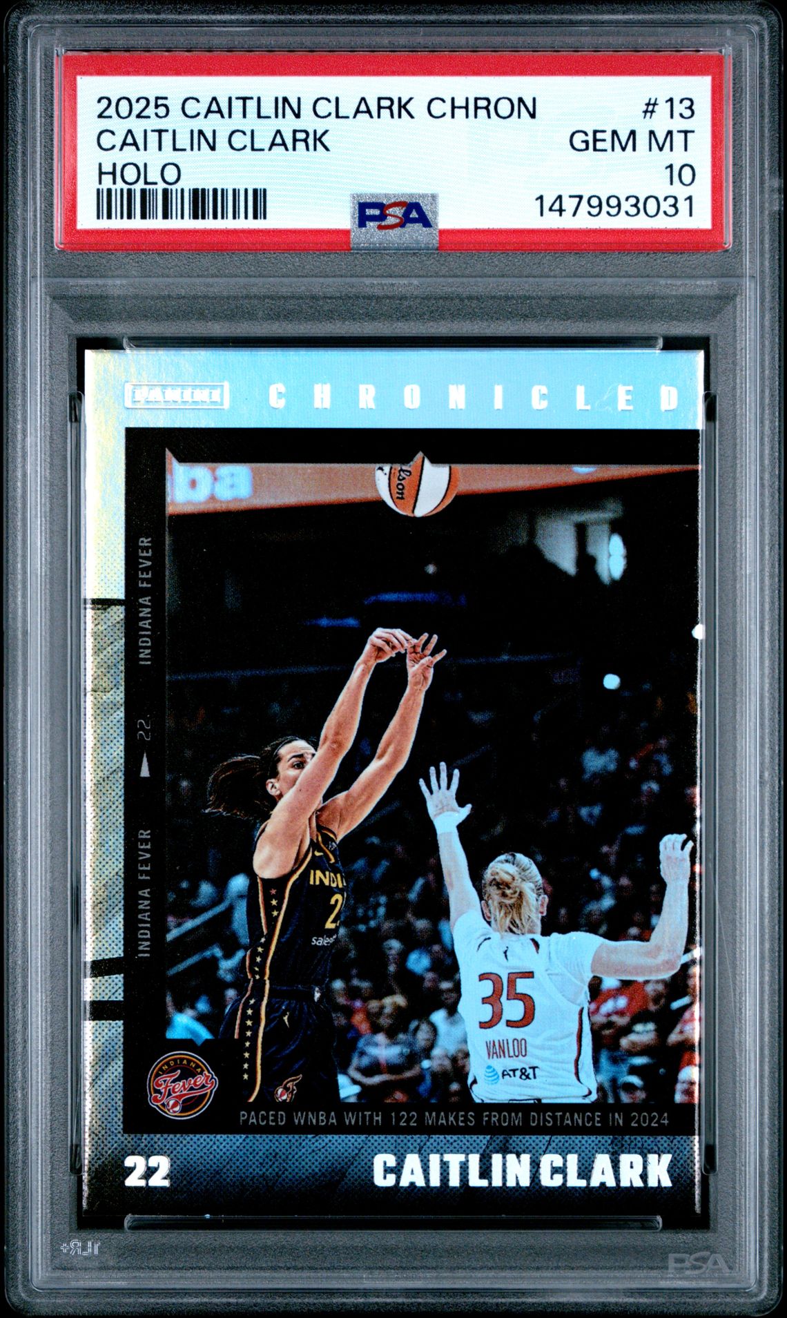 2025 Panini Caitlin Clark Chronicled Caitlin Clark #13 (Holo) Gem Mt 10 front
