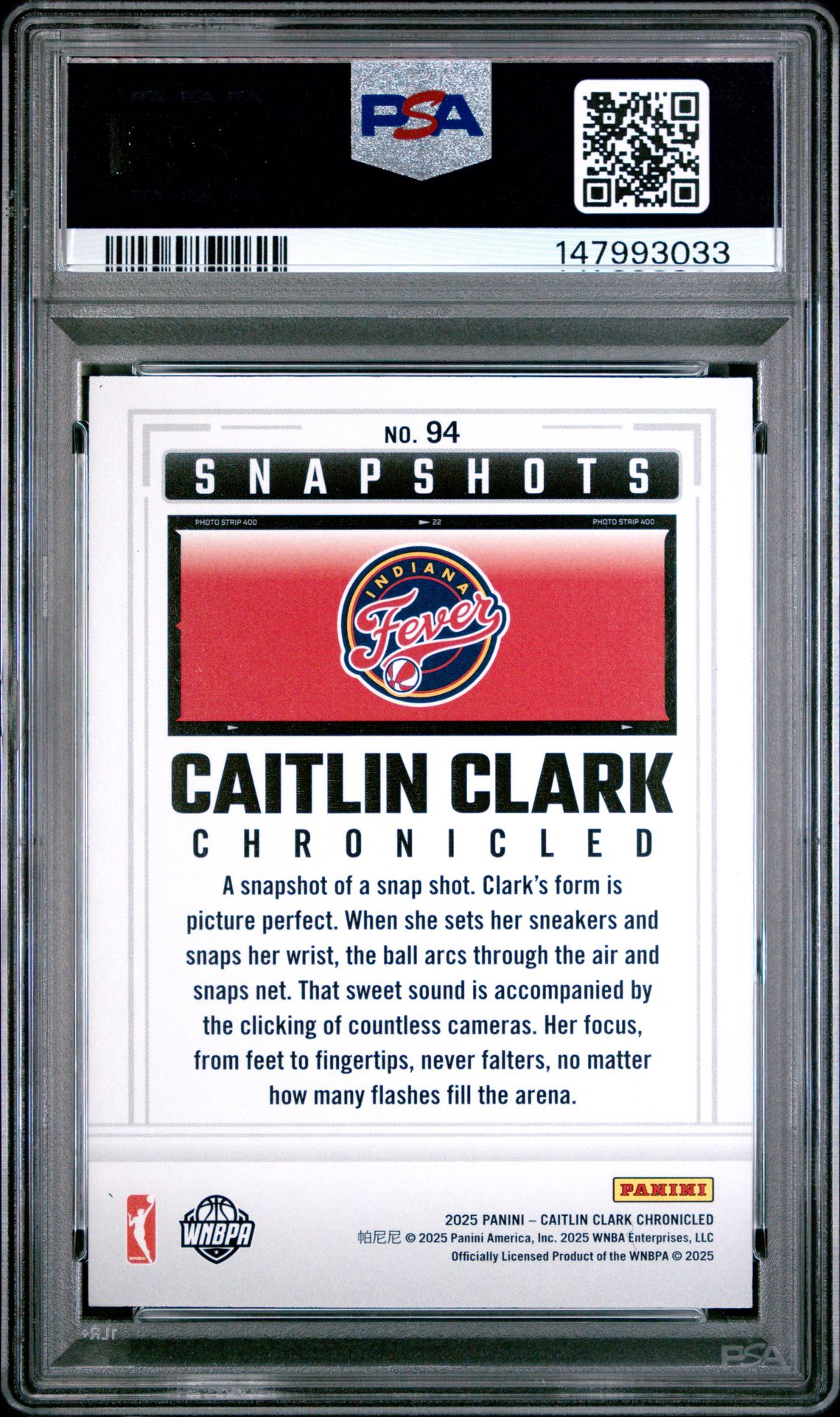 2025 Panini Caitlin Clark Chronicled Caitlin Clark #94 (Holo) Mint 9 back